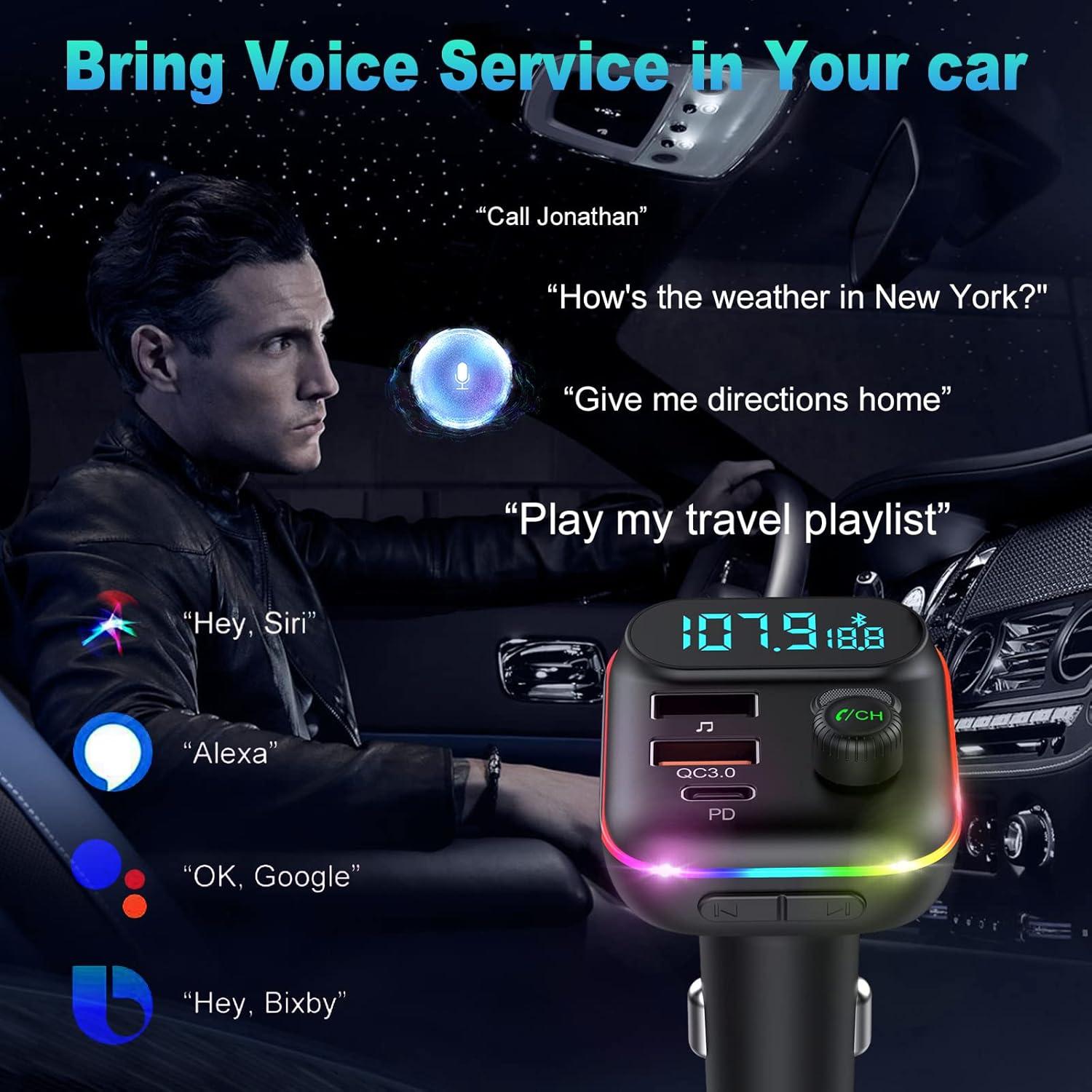 Transmisor FM Bluetooth 5.0 VR con Carga Rápida 20W y LED