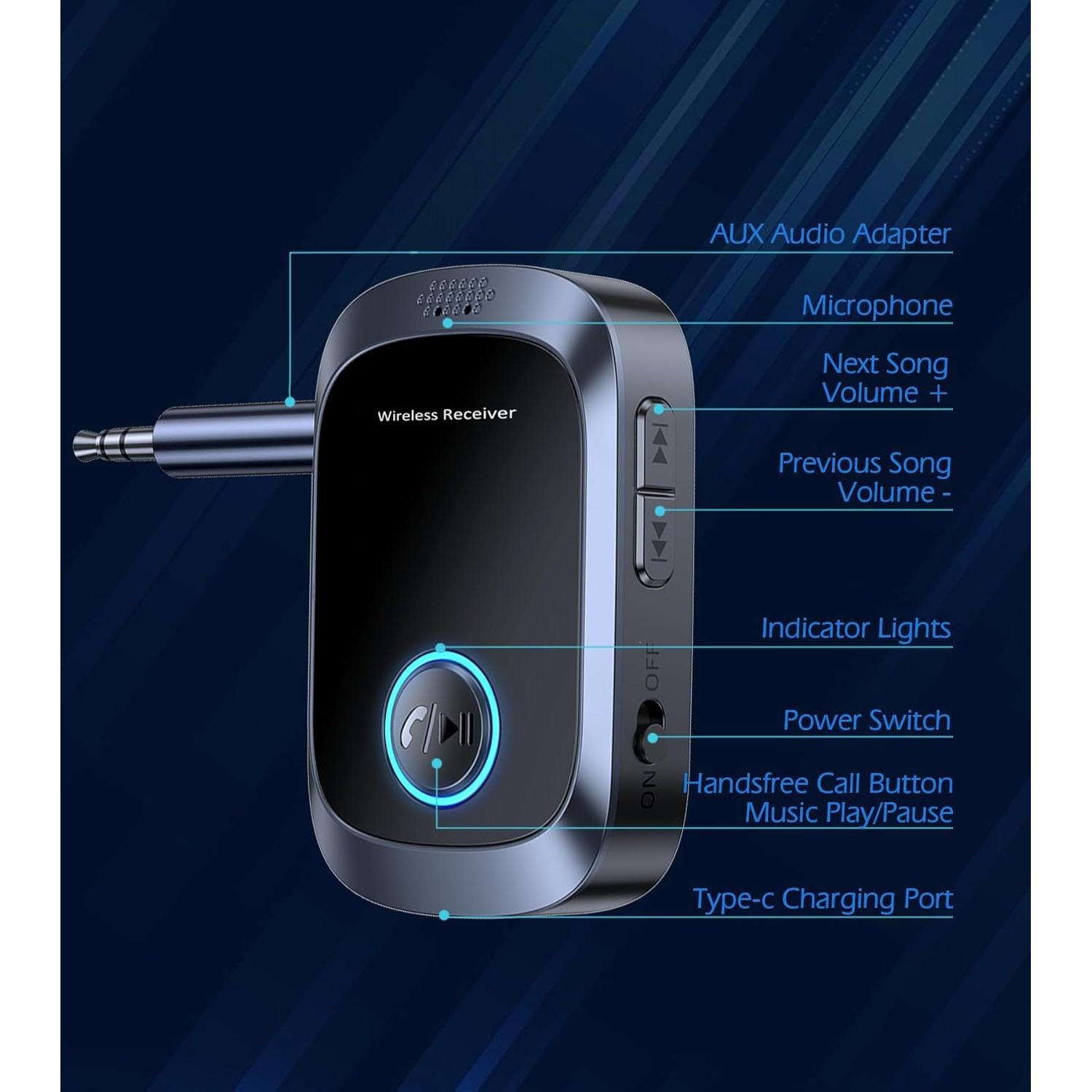 Adaptador Bluetooth AUX KAIY C86 para coche y hogar