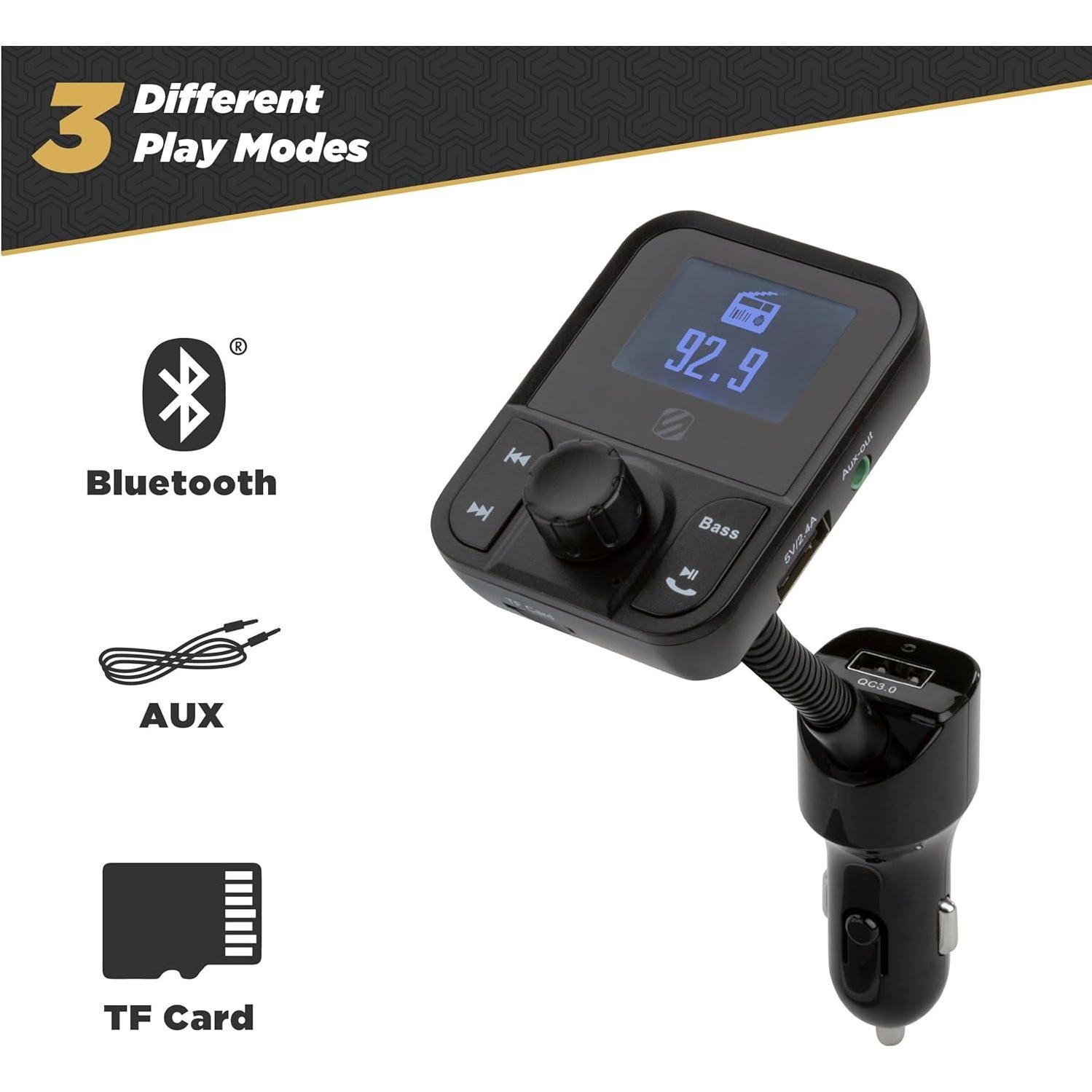 Transmisor FM Bluetooth 5.0 Scosche SBTFM1-XCES0 con Carga USB