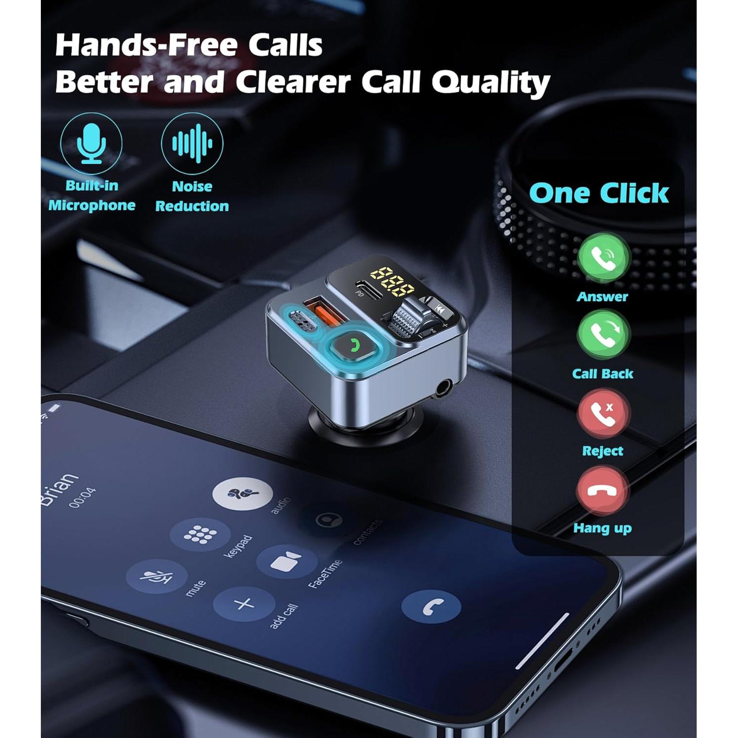 Adaptador Bluetooth KAIY S2 para Coche con Carga Rápida 42W