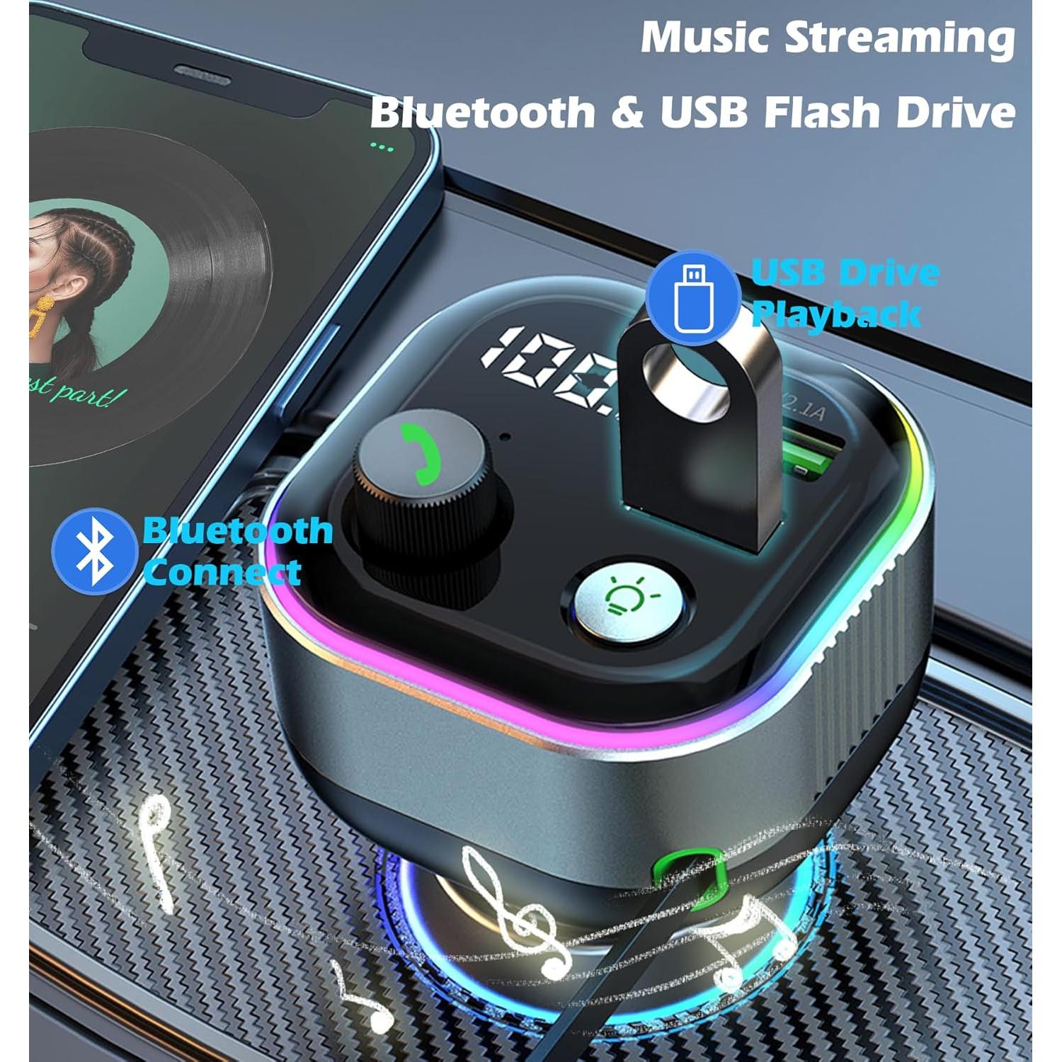 Adaptador Bluetooth 5.4 LIHAN para Coche con Cargador USB C 65W