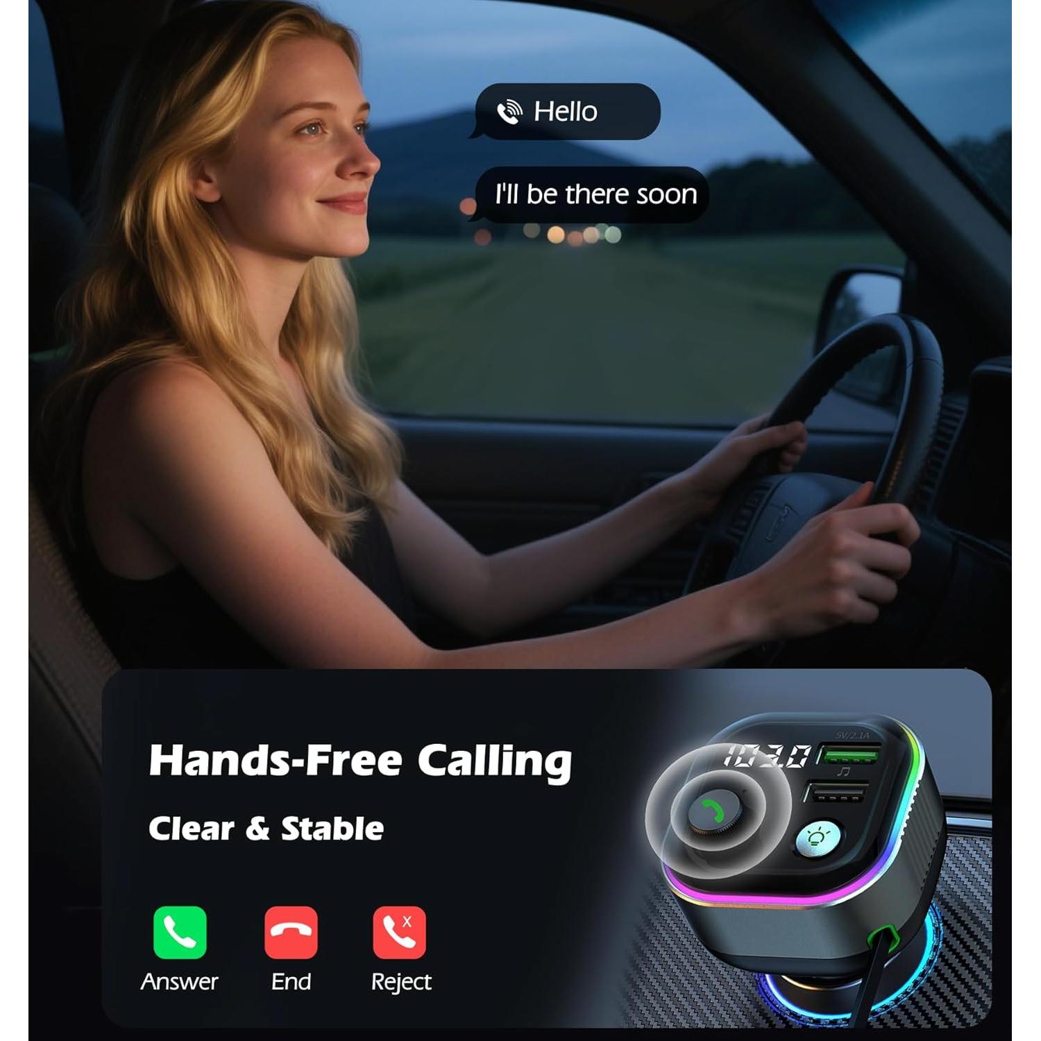 Adaptador Bluetooth 5.4 LIHAN para Coche con Cargador USB C 65W