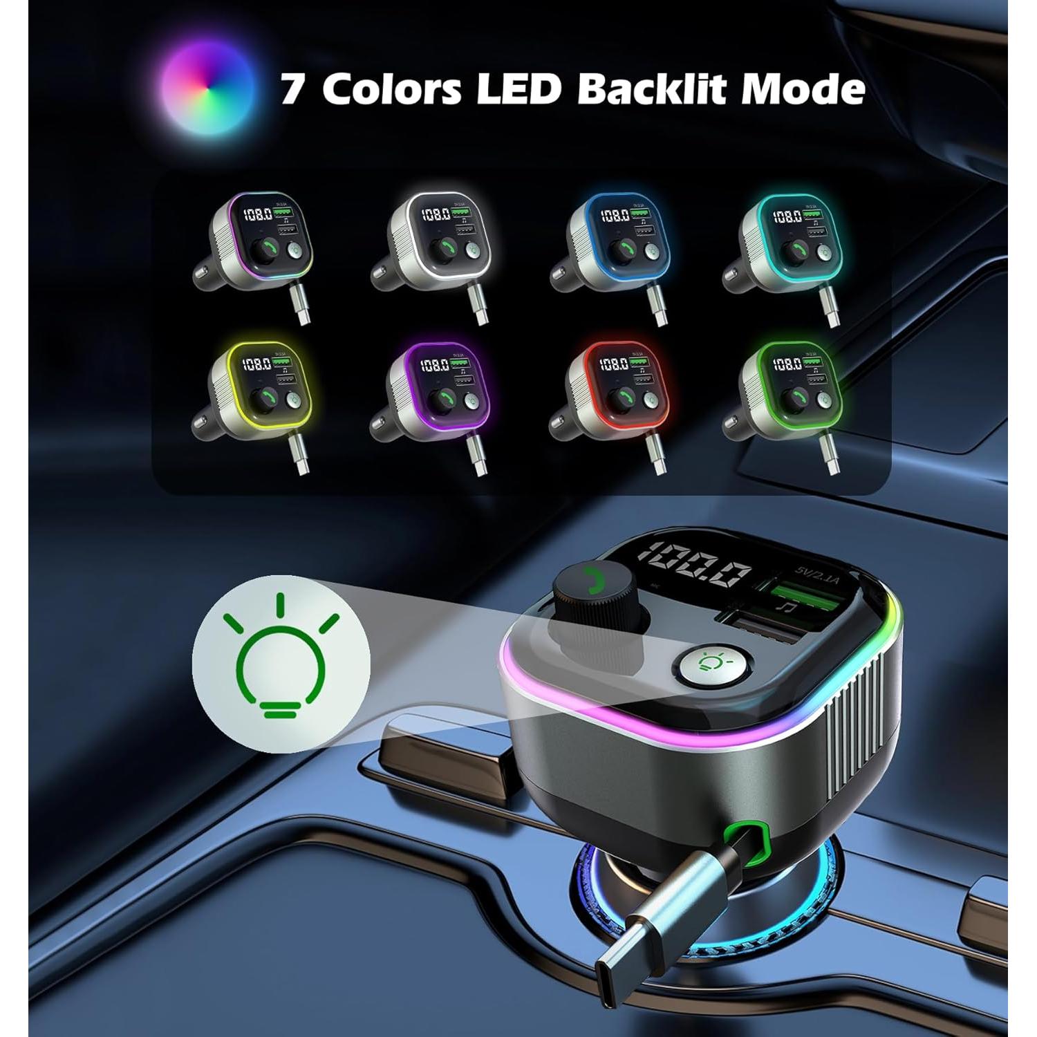 Adaptador Bluetooth 5.4 LIHAN para Coche con Cargador USB C 65W