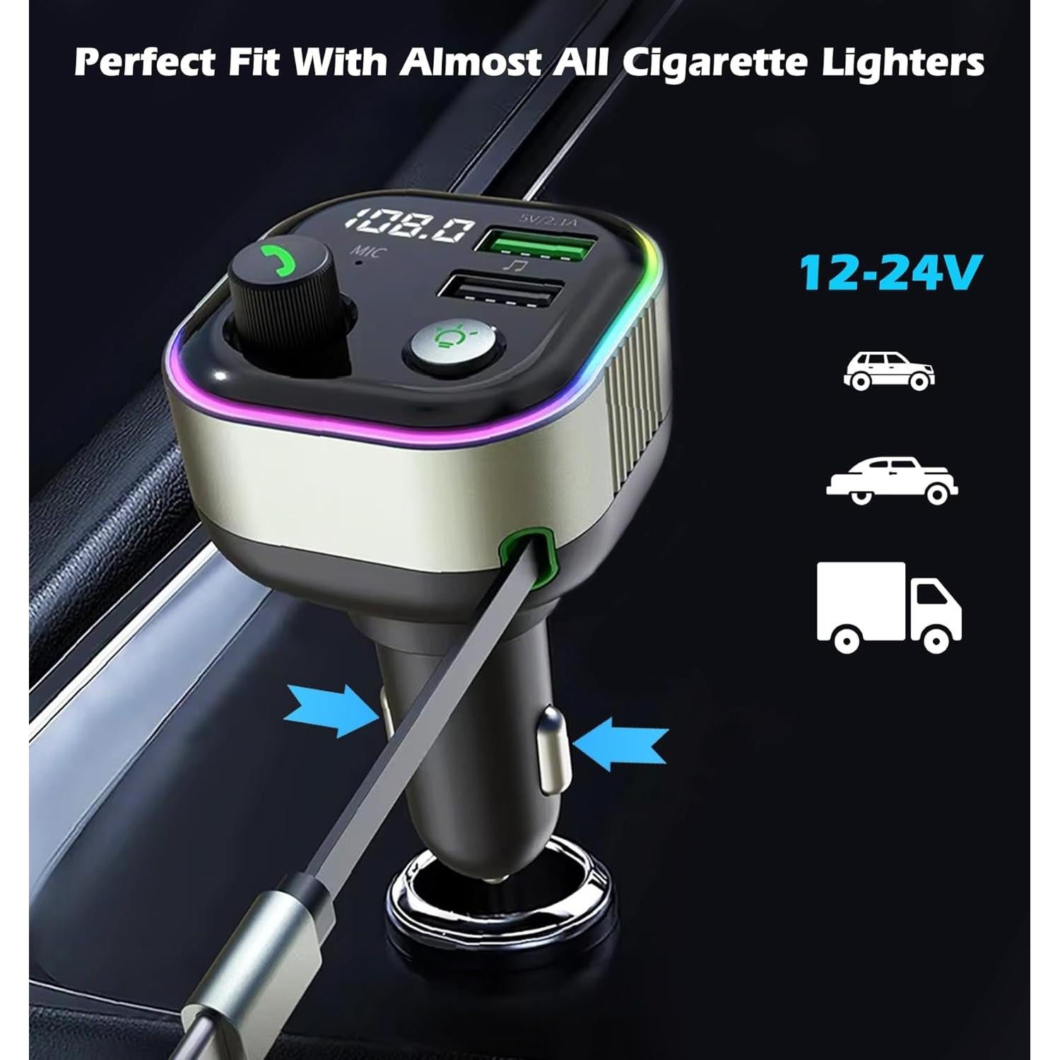 Adaptador Bluetooth 5.4 LIHAN para Coche con Cargador USB C 65W