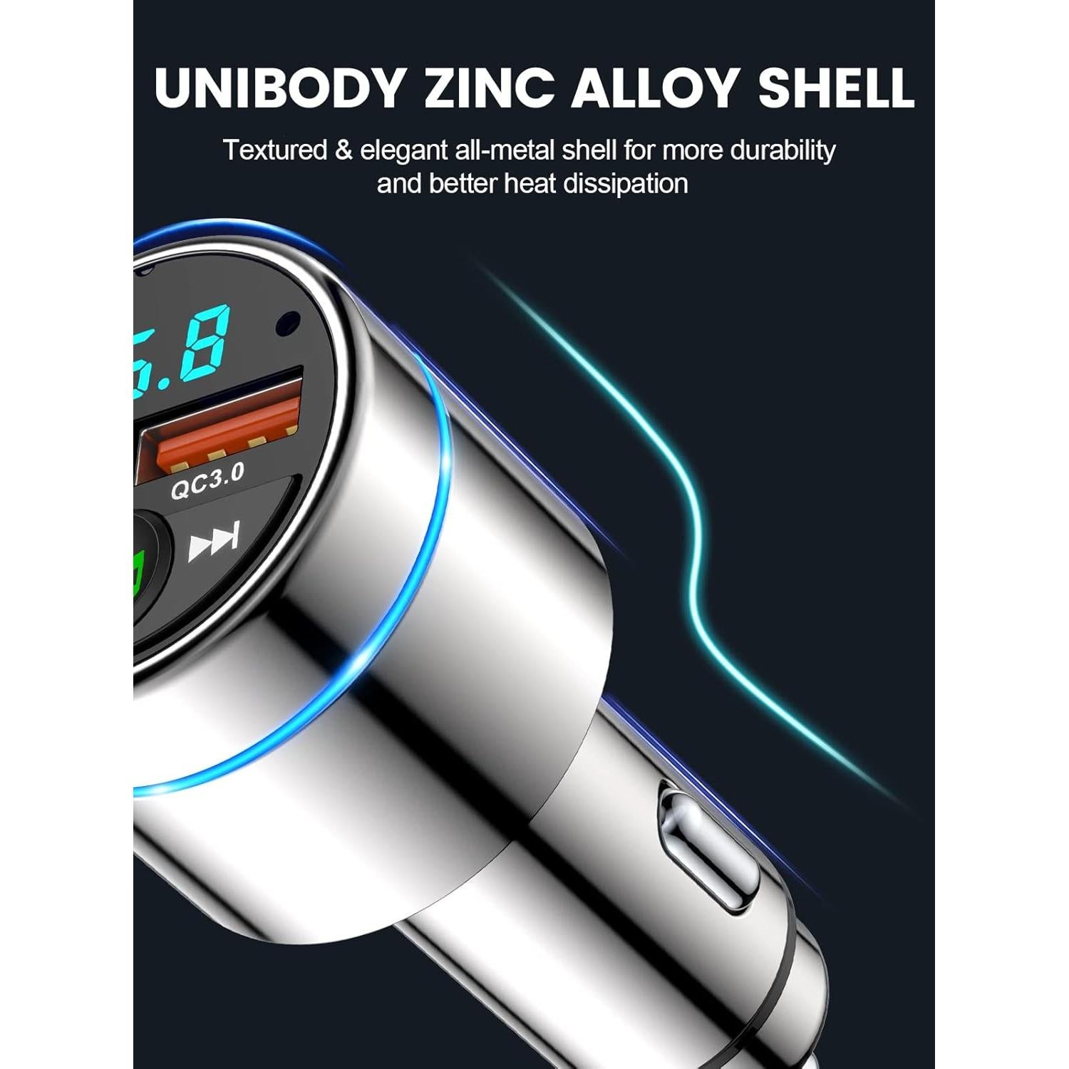 Transmisor FM Bluetooth 5.3 FOCBYE BC61 con Cargador Rápido 20W