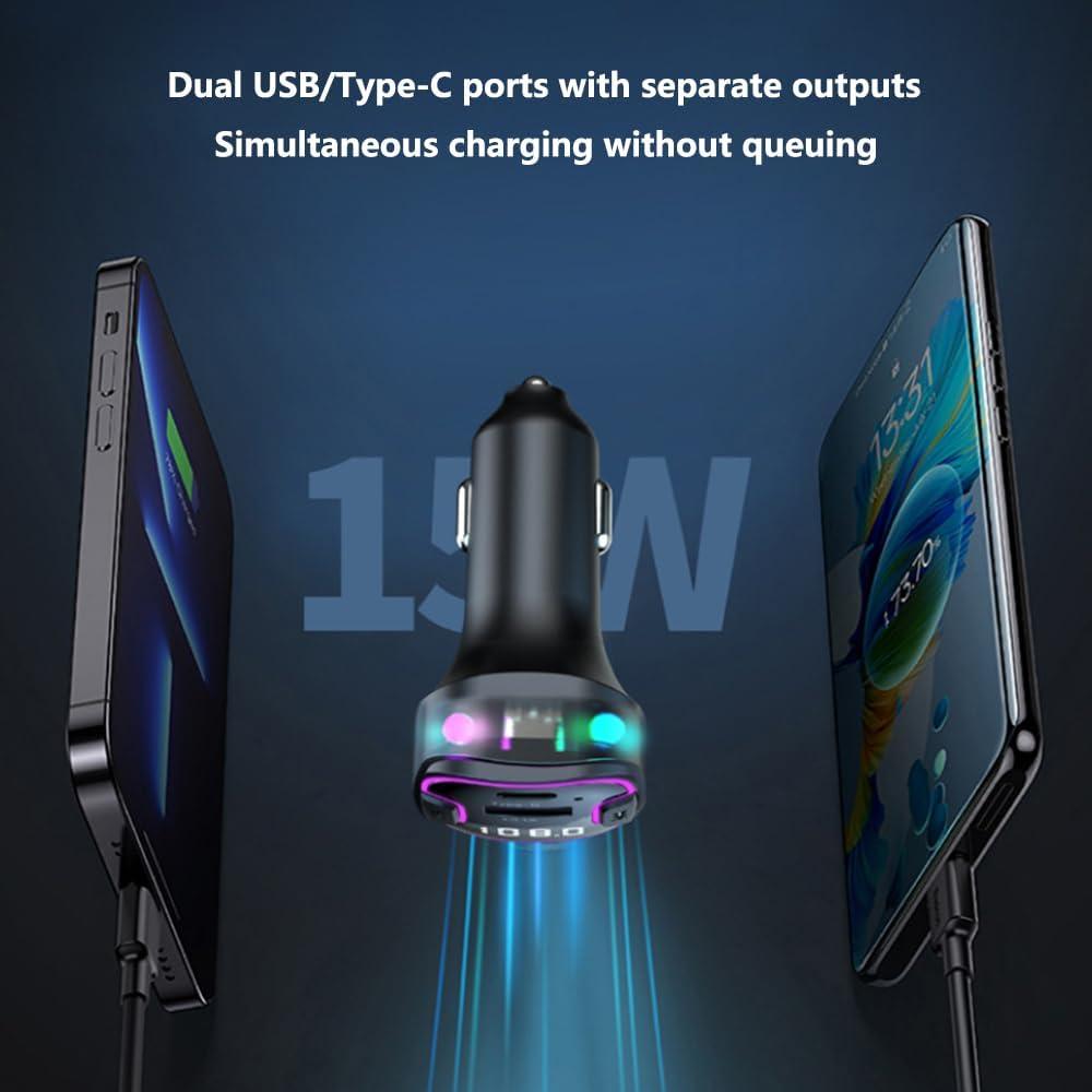 Adaptador Bluetooth 5.3 para Coche Alanph C49, Carga Rápida PD y QC3.0