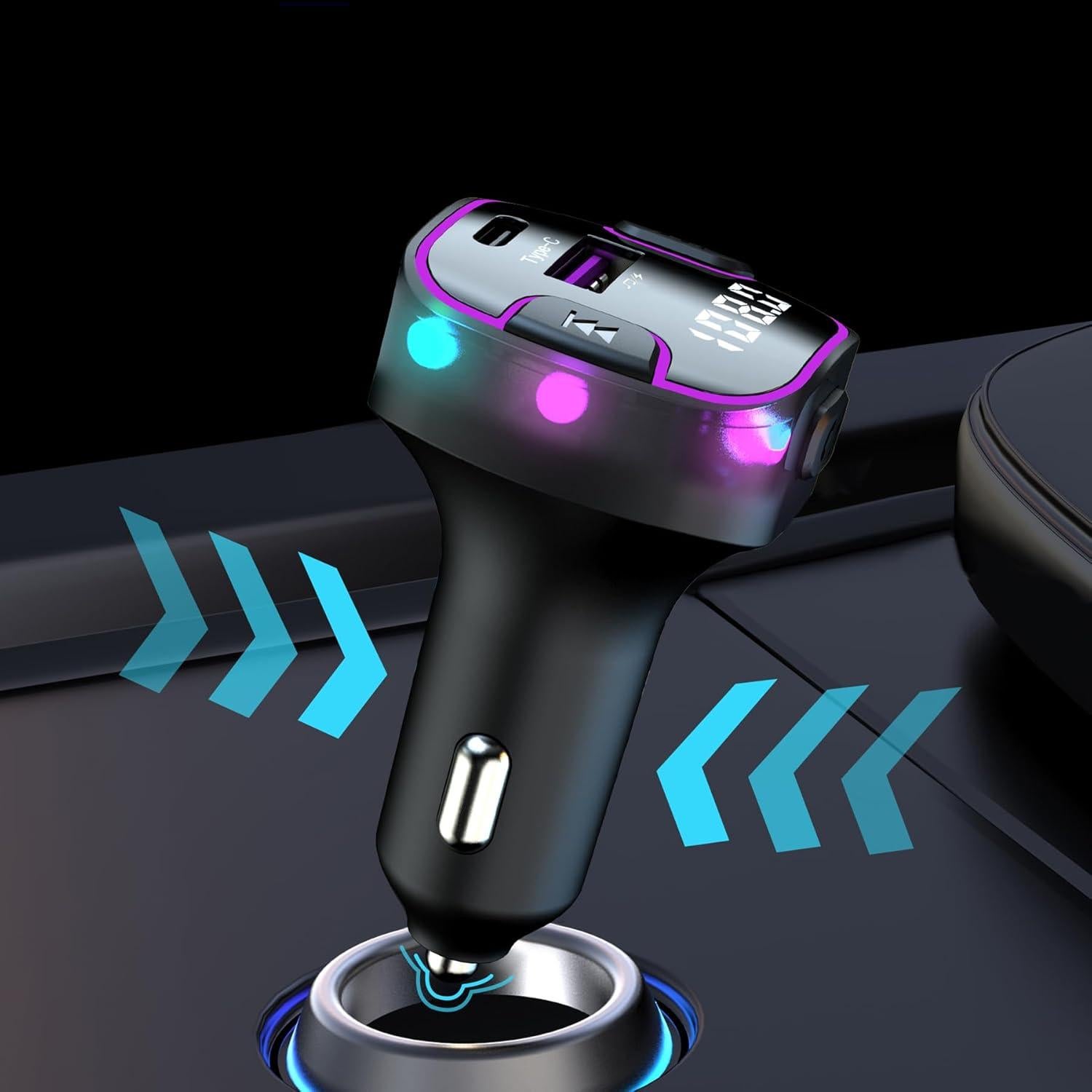 Adaptador Bluetooth 5.3 para Coche Alanph C49, Carga Rápida PD y QC3.0