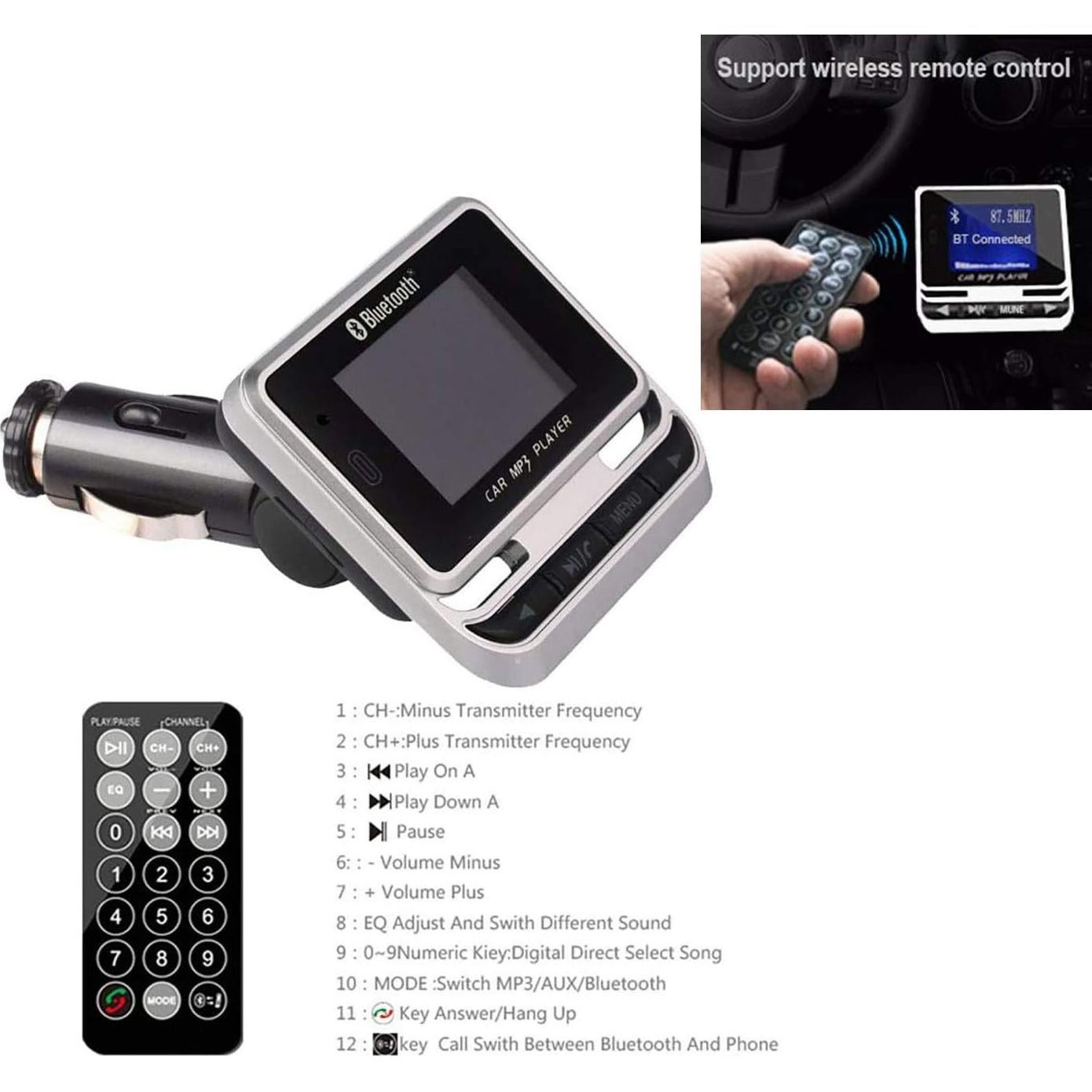 Transmisor FM Bluetooth para Coche WYYHAA con Control Remoto