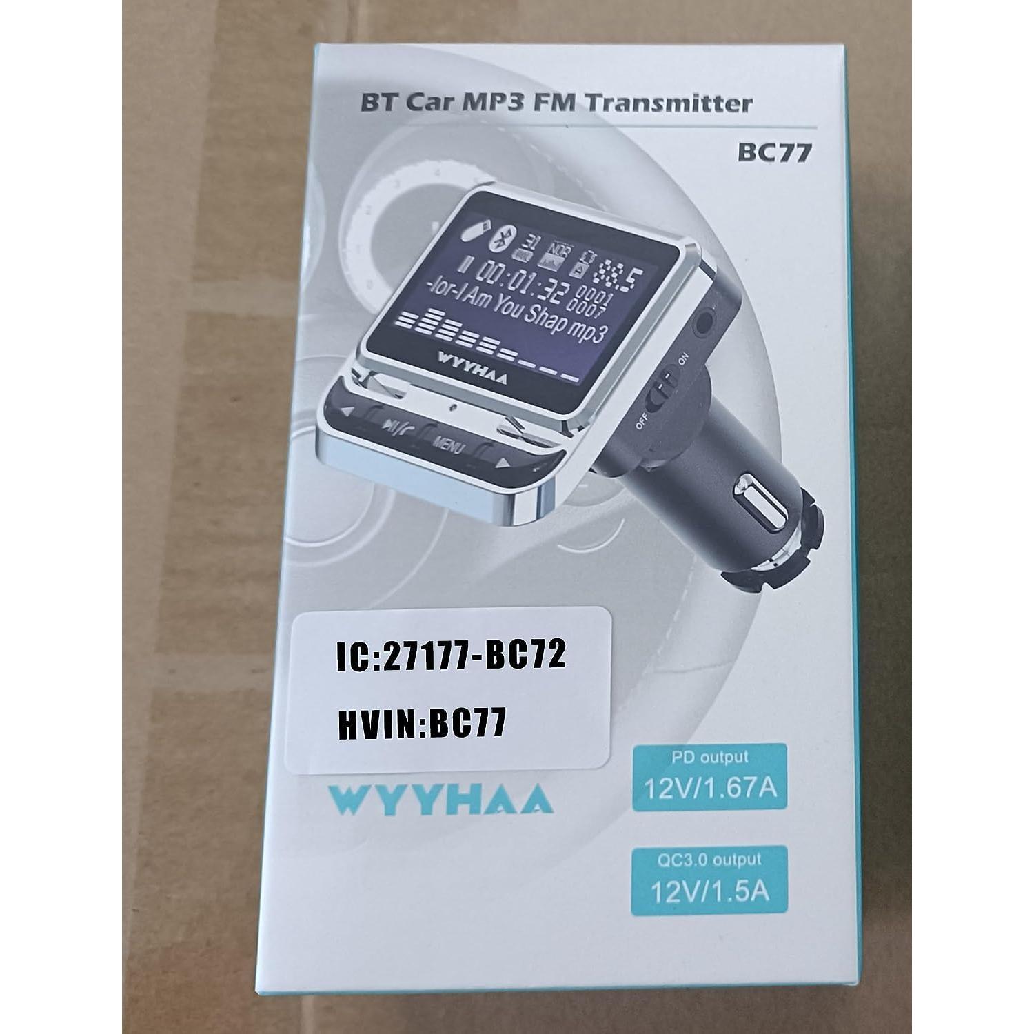 Transmisor FM Bluetooth para Coche WYYHAA con Control Remoto