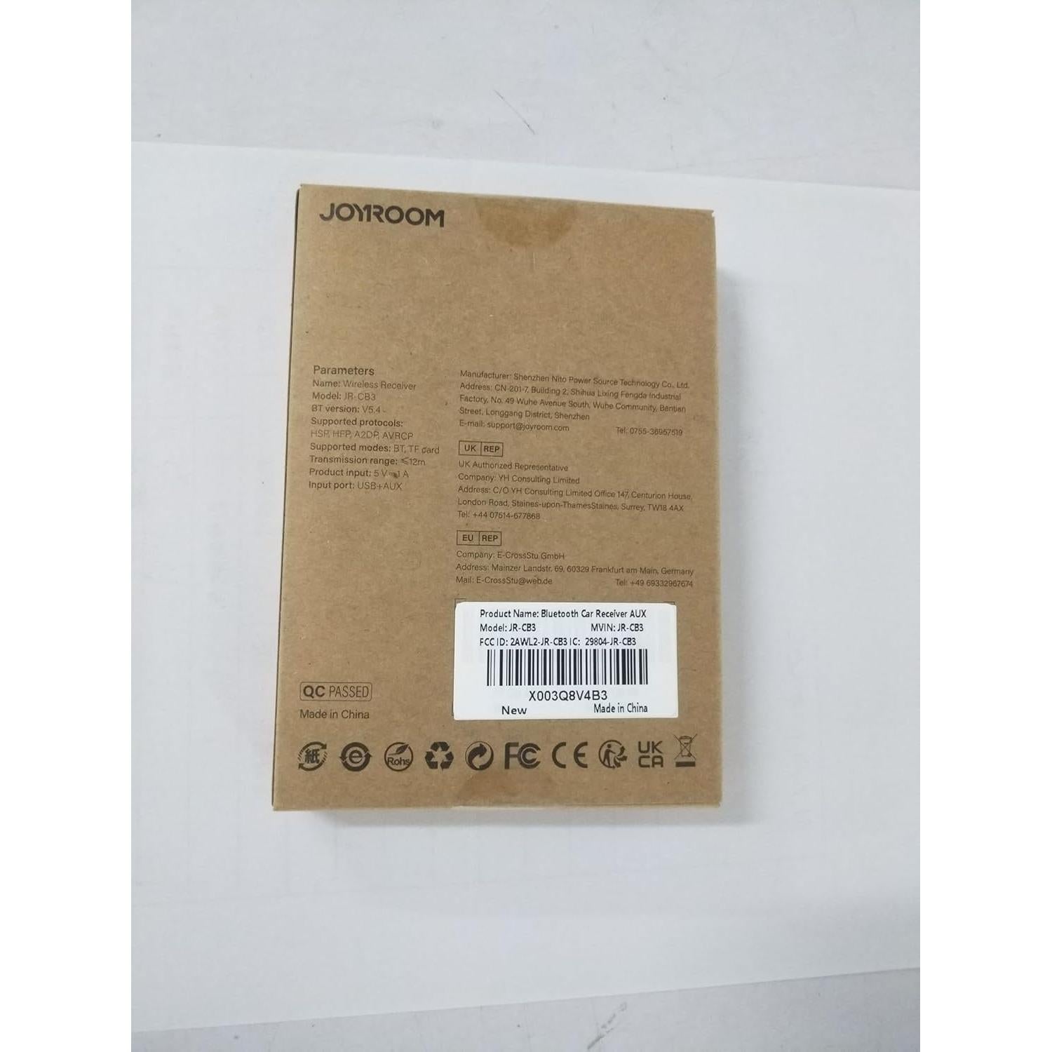 Adaptador de Coche Bluetooth 5.4 JOYROOM JR-CB3 AUX Negro