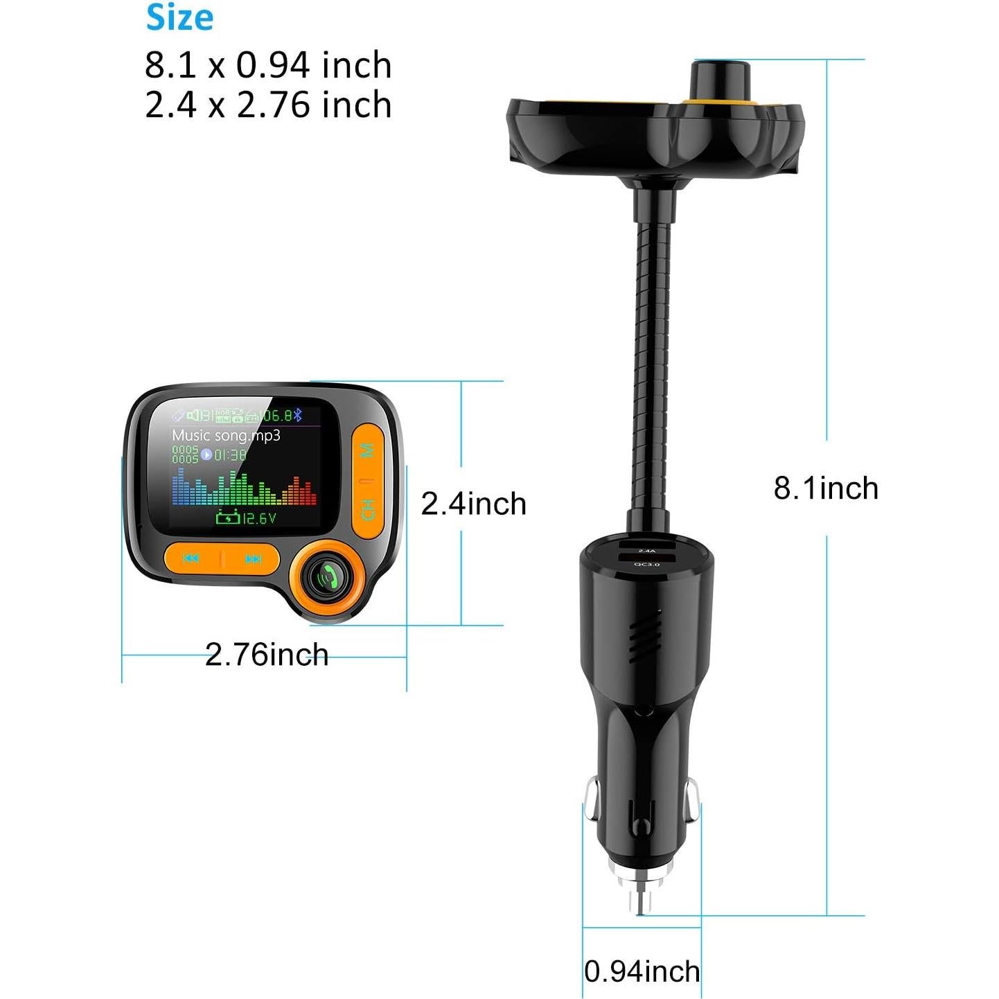 Adaptador Bluetooth FM TSNAM con Pantalla 1.8" y Cargador USB