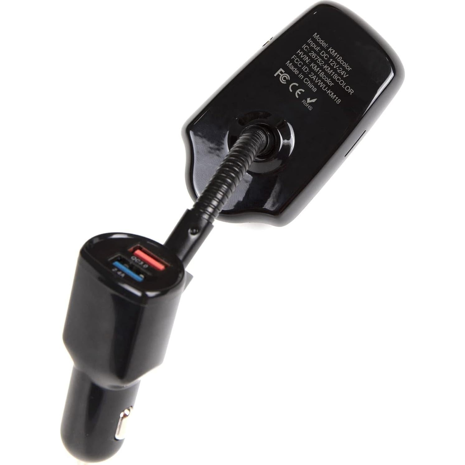 Transmisor FM Bluetooth Nulaxy KM18 con Carga QC3.0 y Pantalla 1.8"