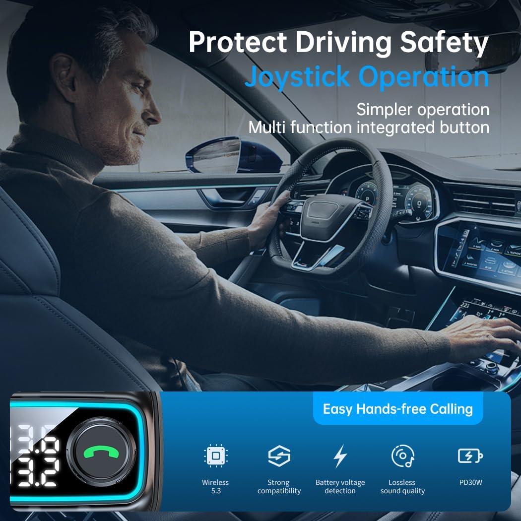 Adaptador Bluetooth 5.3 para Coche Shenzhenshi T01, Carga Rápida 42W