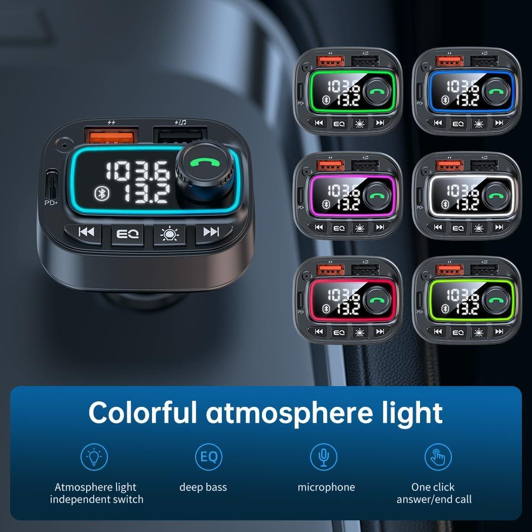 Adaptador Bluetooth 5.3 para Coche Shenzhenshi T01, Carga Rápida 42W