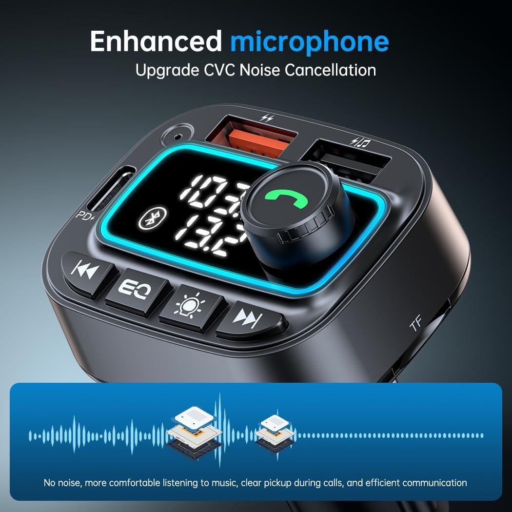 Adaptador Bluetooth 5.3 para Coche Shenzhenshi T01, Carga Rápida 42W