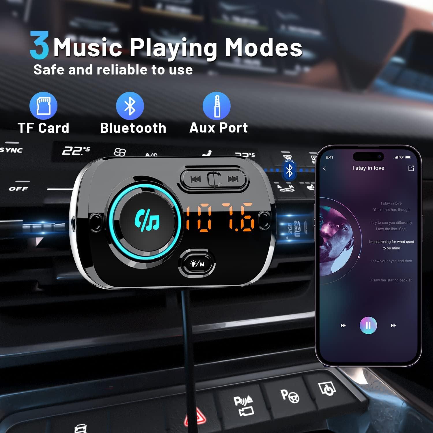 Transmisor FM Bluetooth para coche Gooinng BC49, 2 puertos USB