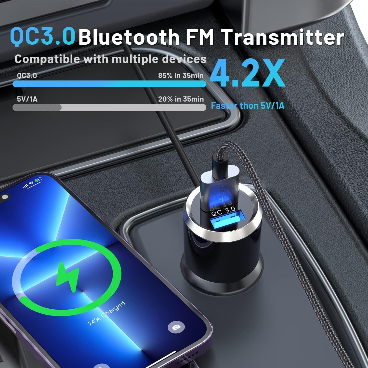 Transmisor FM Bluetooth para coche Gooinng BC49, 2 puertos USB