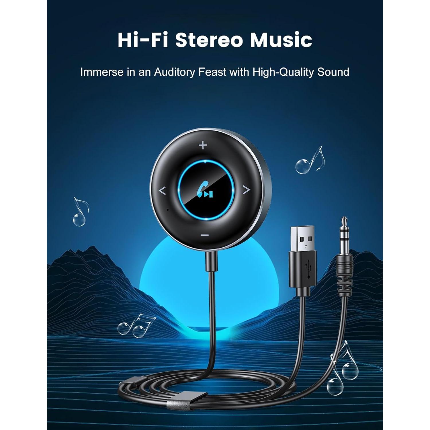 Adaptador Bluetooth 5.3 AUX RIWUSI para Coche 3.5mm