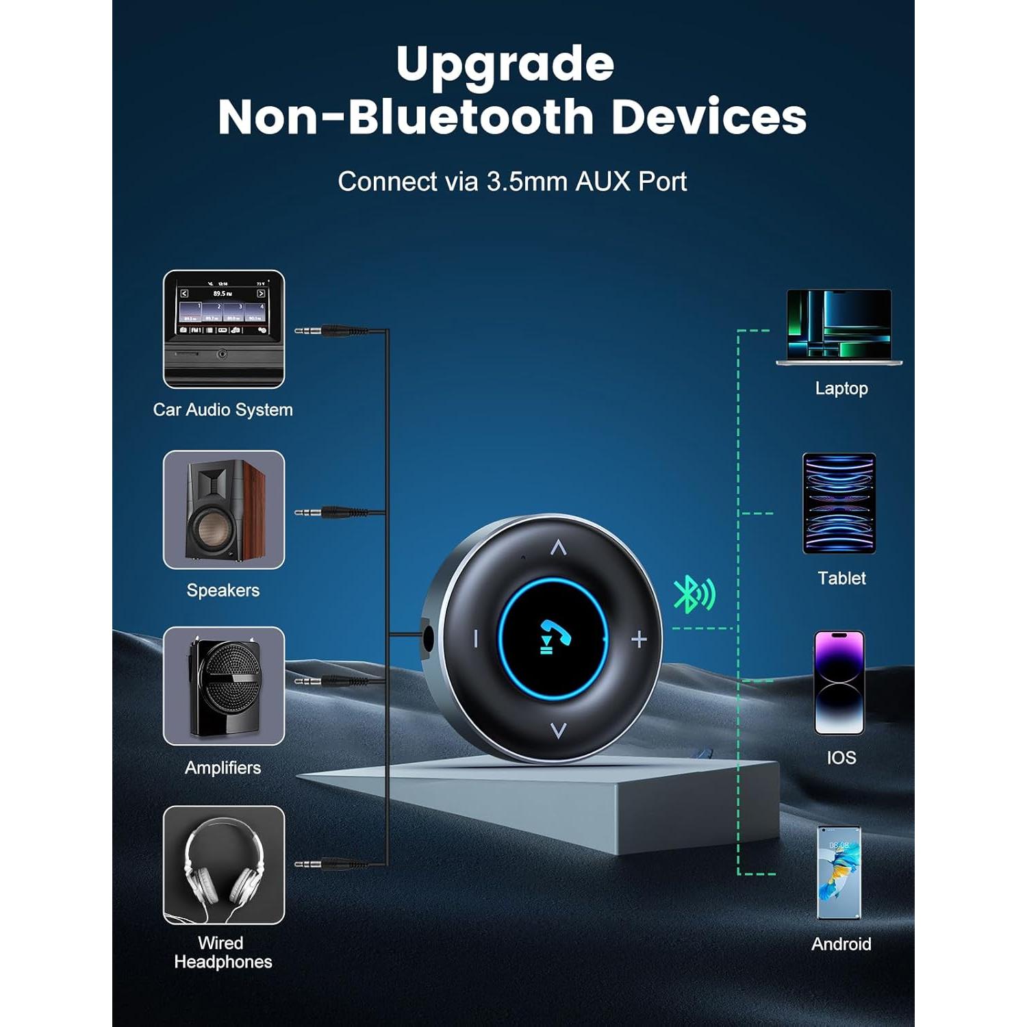 Adaptador Bluetooth 5.3 AUX RIWUSI para Coche 3.5mm