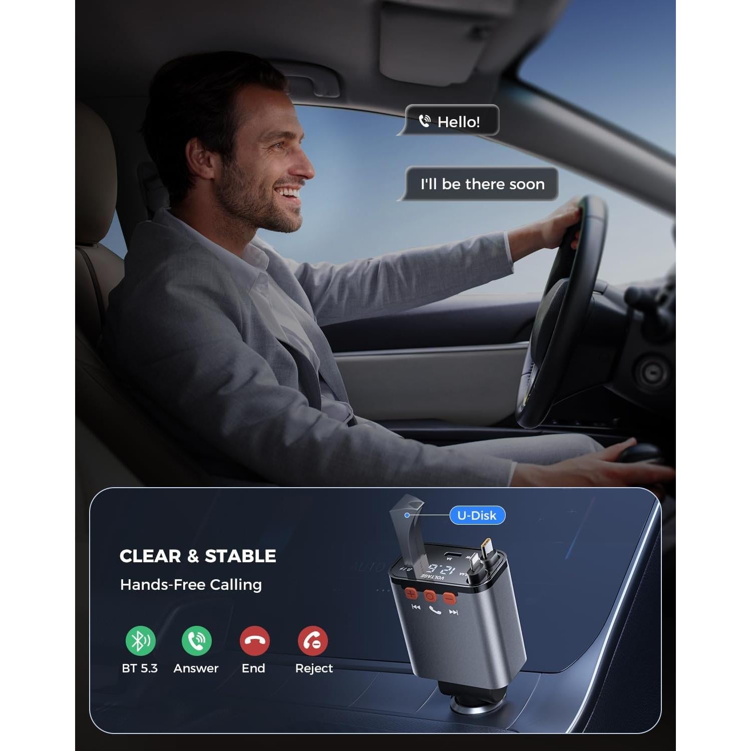 Adaptador de Coche Bluetooth 5.3 SUPERONE con Cargador 69W