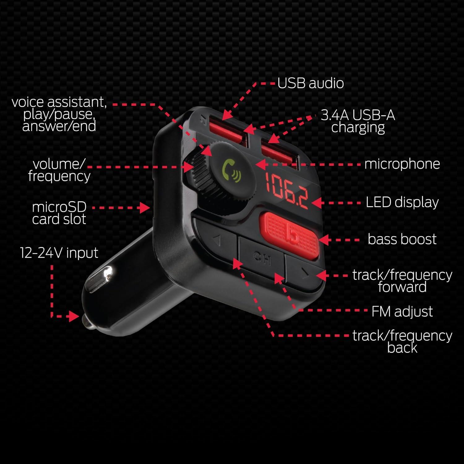Transmisor FM Bluetooth Monster con 2 USB y refuerzo de graves