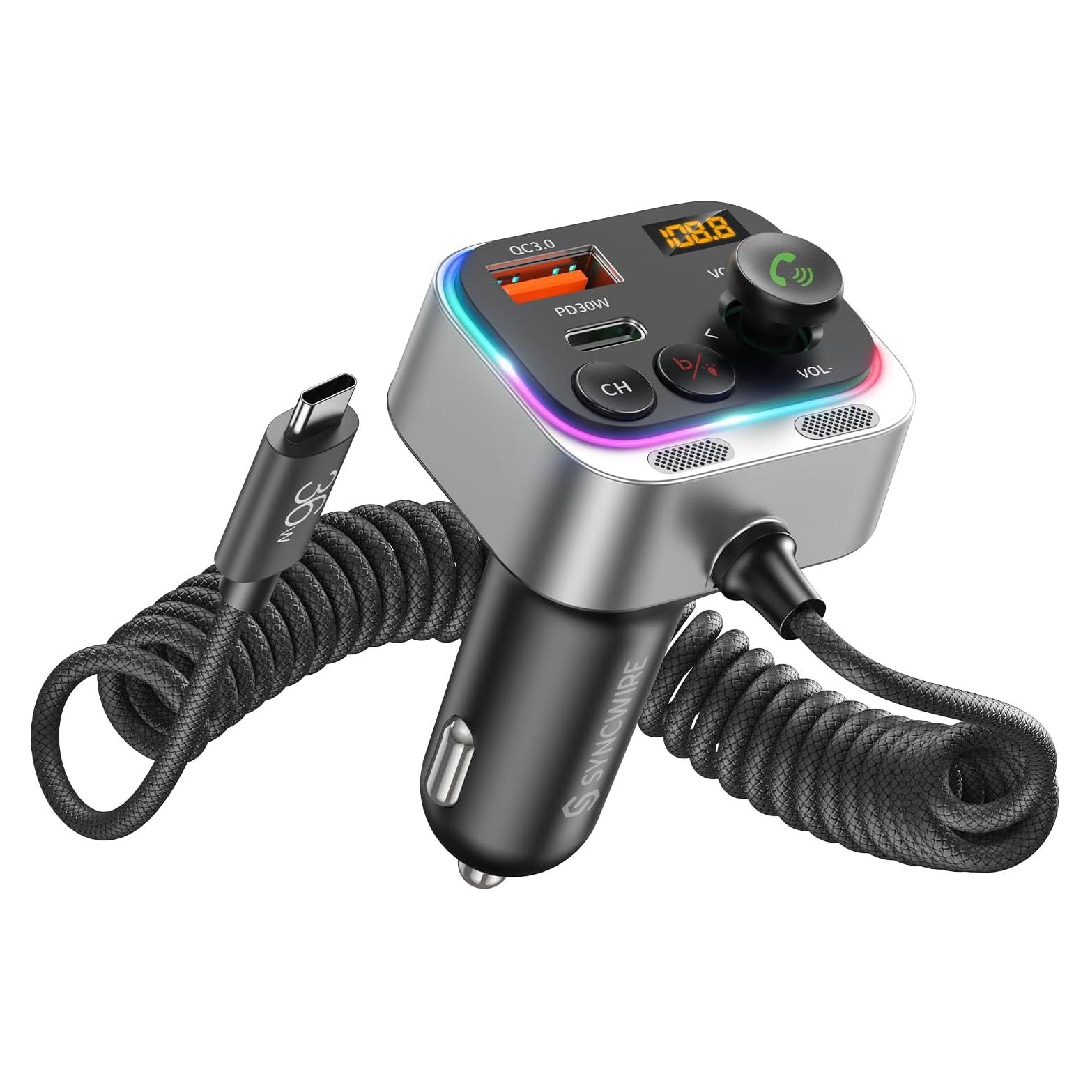 Transmisor FM Bluetooth 5.4 Syncwire 66W Carga Rápida USB-C