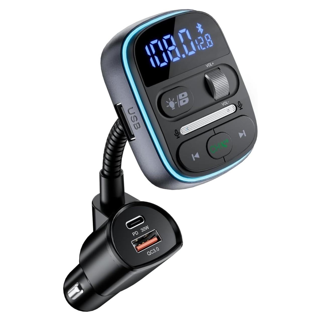 Transmisor FM Bluetooth LENCENT T77 30W Cargador Rápido QC3.0