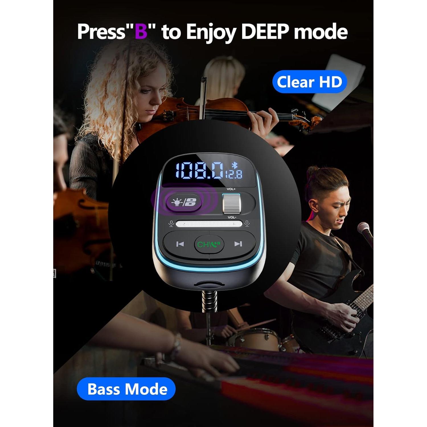 Transmisor FM Bluetooth LENCENT T77 30W Cargador Rápido QC3.0