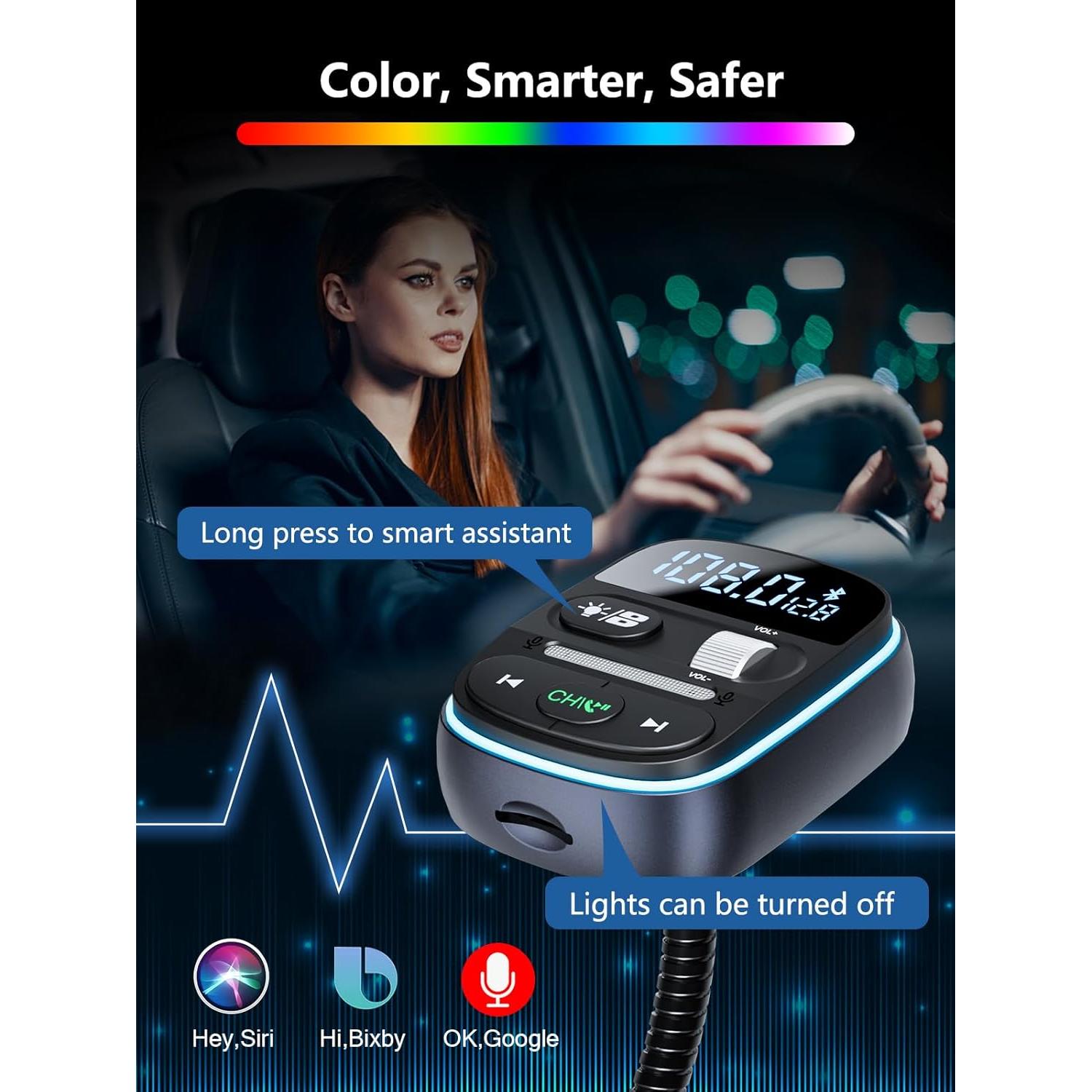 Transmisor FM Bluetooth LENCENT T77 30W Cargador Rápido QC3.0