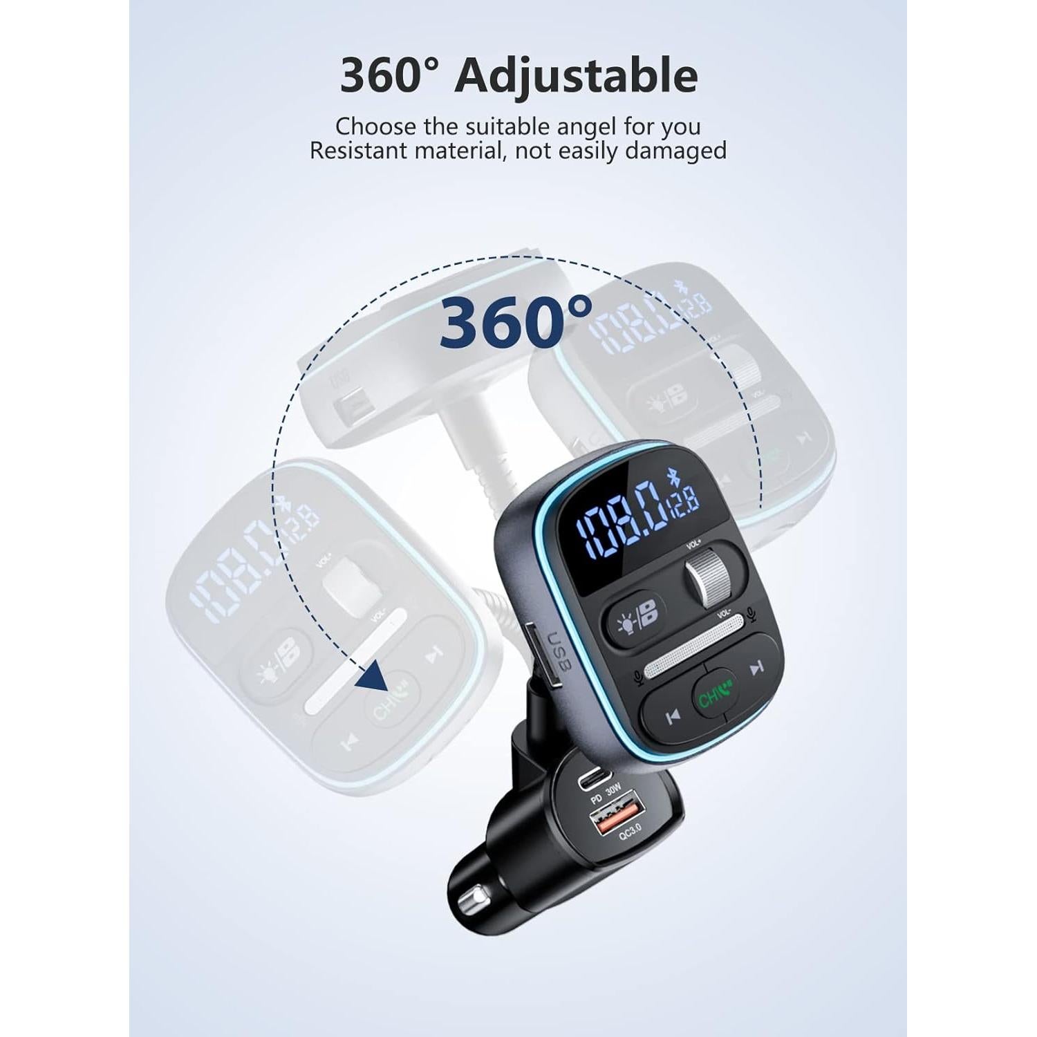 Transmisor FM Bluetooth LENCENT T77 30W Cargador Rápido QC3.0