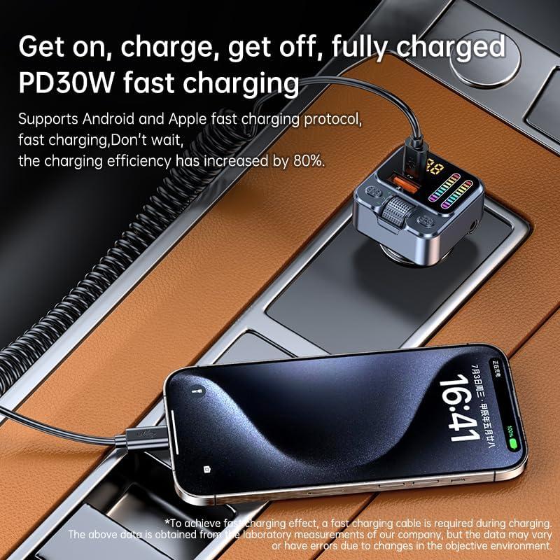 Transmisor FM Bluetooth 5.4 eppfun 45W con Carga Rápida