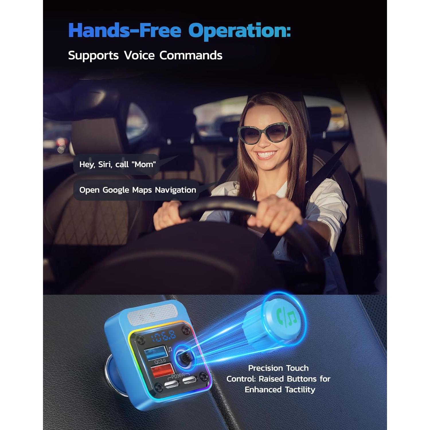 Transmisor FM Bluetooth Nulaxy BC91 54W Cargador 4 Puertos