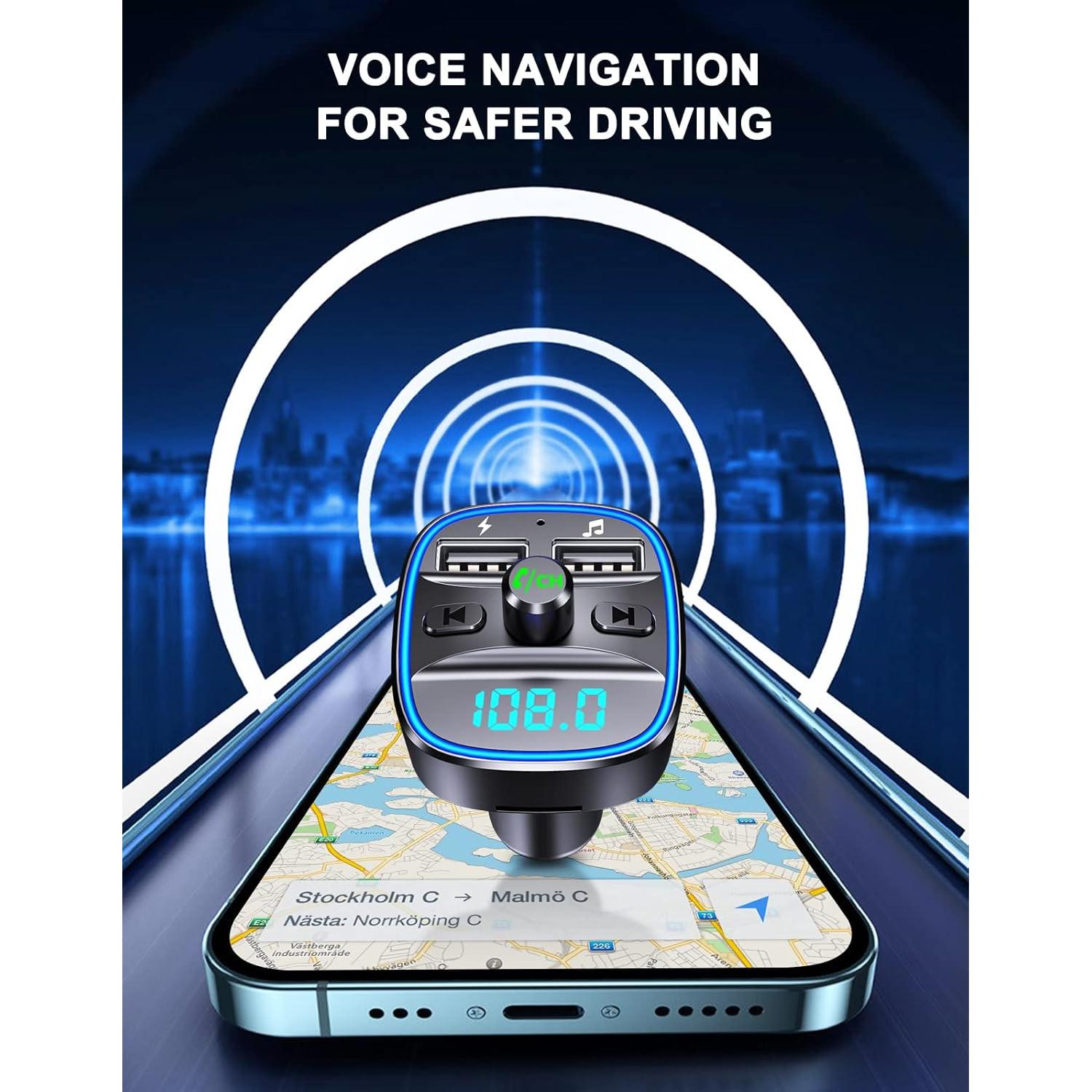 Transmisor FM Bluetooth COMSOON T25 con 2 Puertos USB y Manos Libres