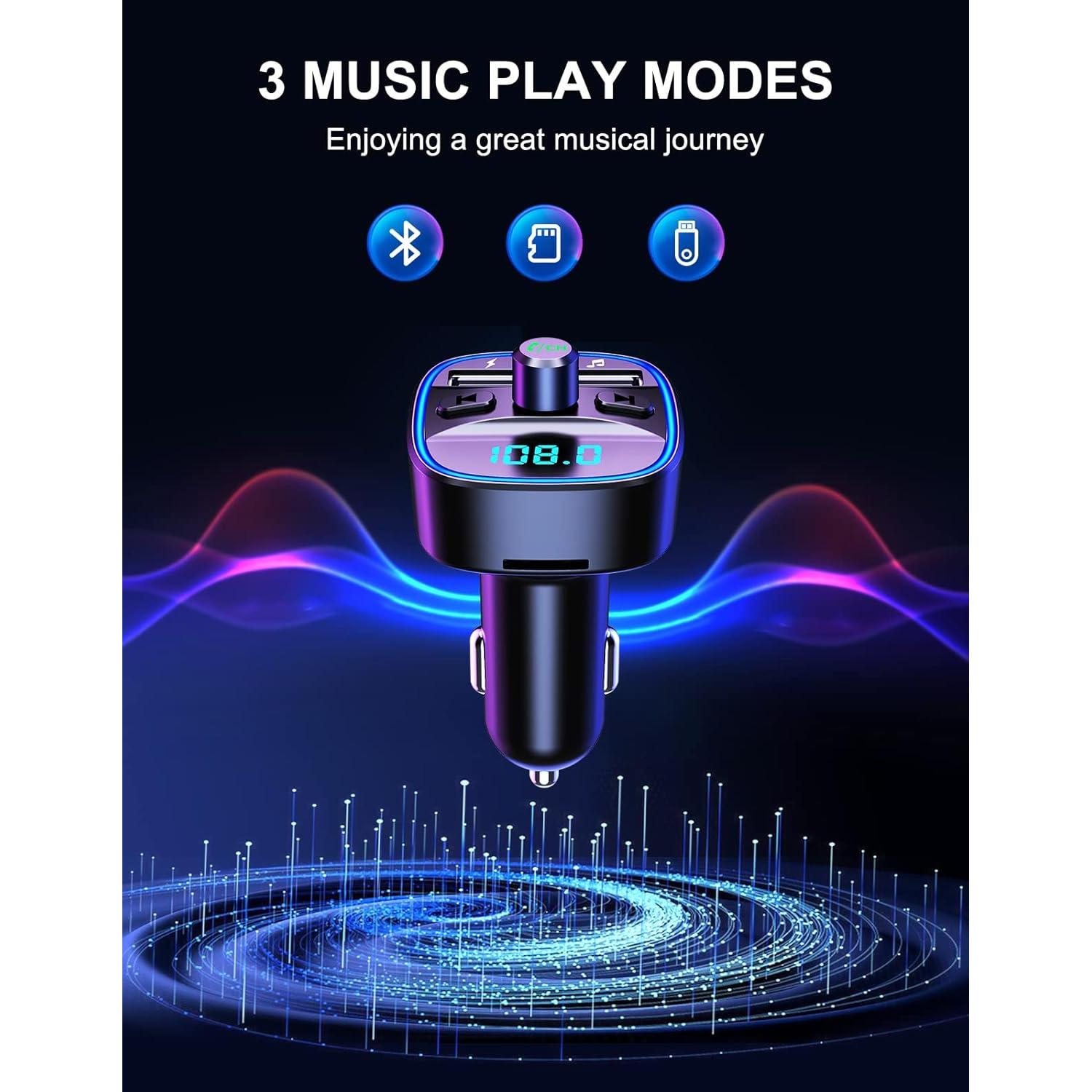 Transmisor FM Bluetooth COMSOON T25 con 2 Puertos USB y Manos Libres