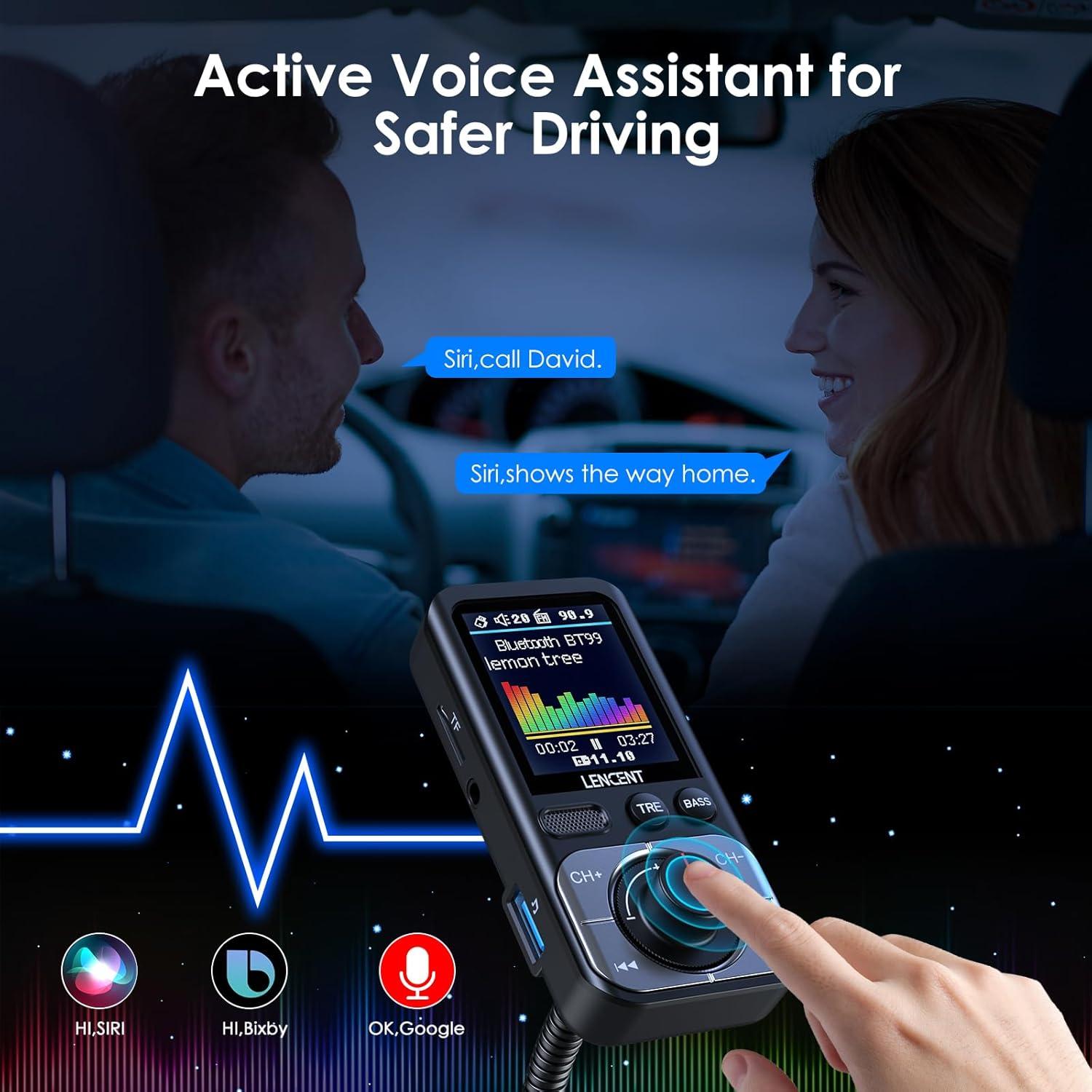 Transmisor FM Bluetooth 5.0 LENCENT BT99 con Pantalla LCD