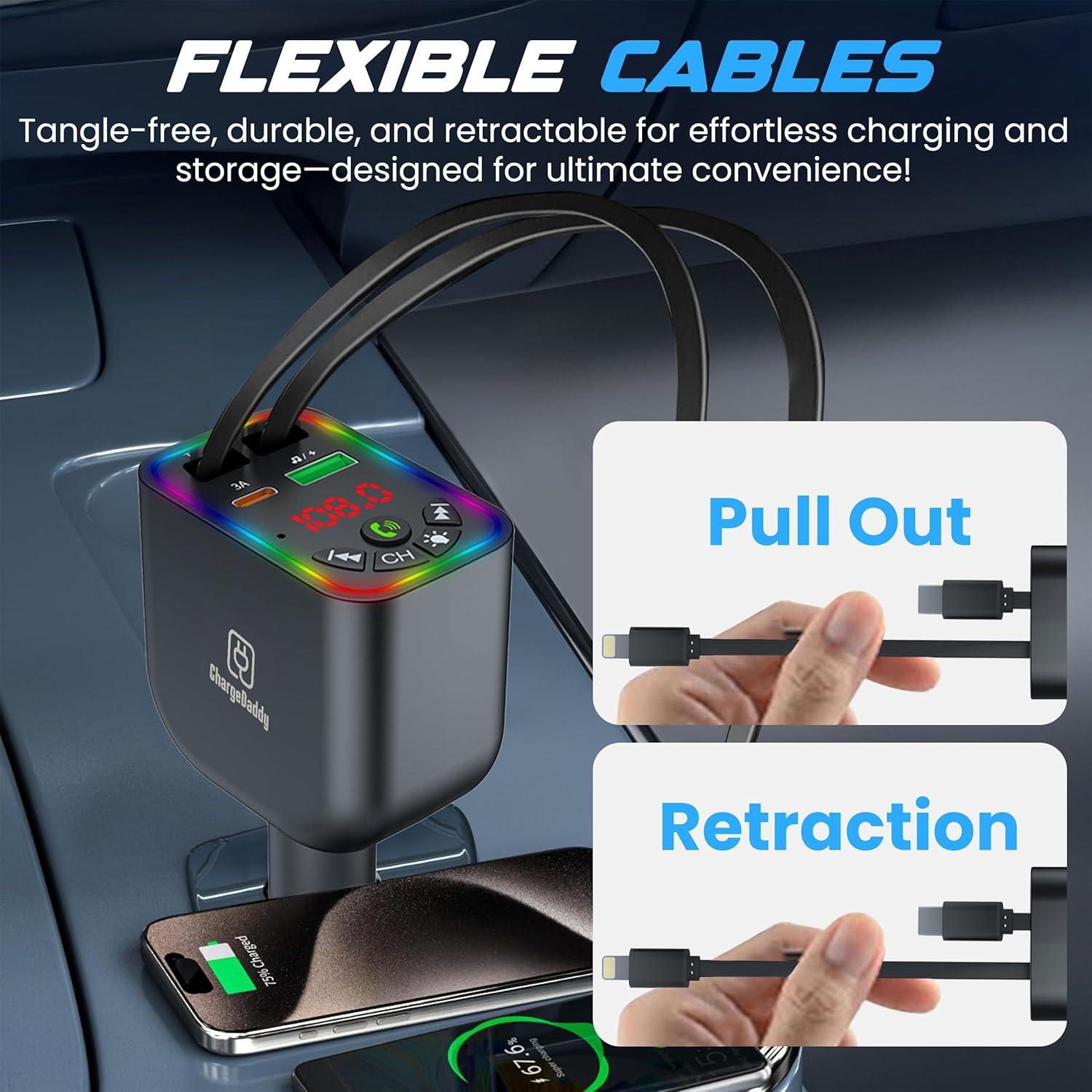 Transmisor FM Bluetooth 5.3 ChargeDaddy 120W con Carga Dual