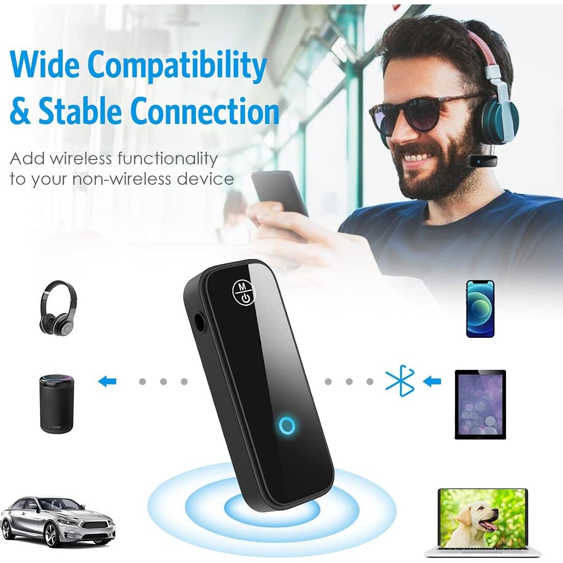 Adaptador Bluetooth 5.3 JXTZ para Coche 2 en 1 Transmisor y Receptor