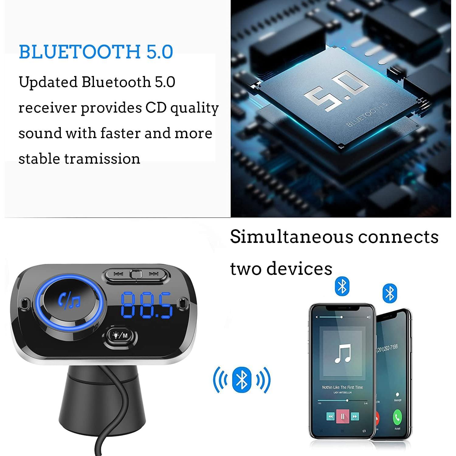 Transmisor FM Bluetooth 5.0 Arestech con Carga Rápida QC 3.0