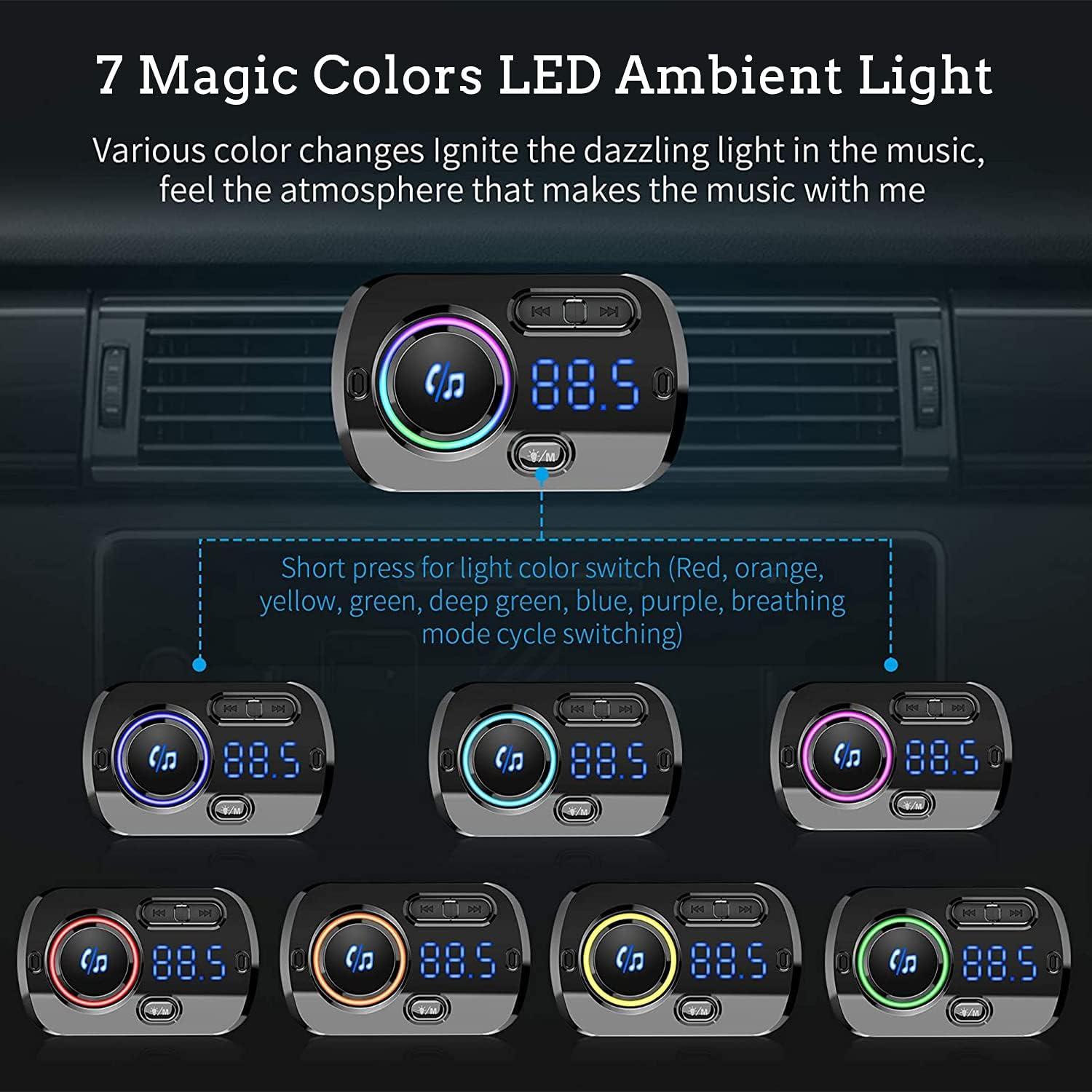 Transmisor FM Bluetooth 5.0 Arestech con Carga Rápida QC 3.0