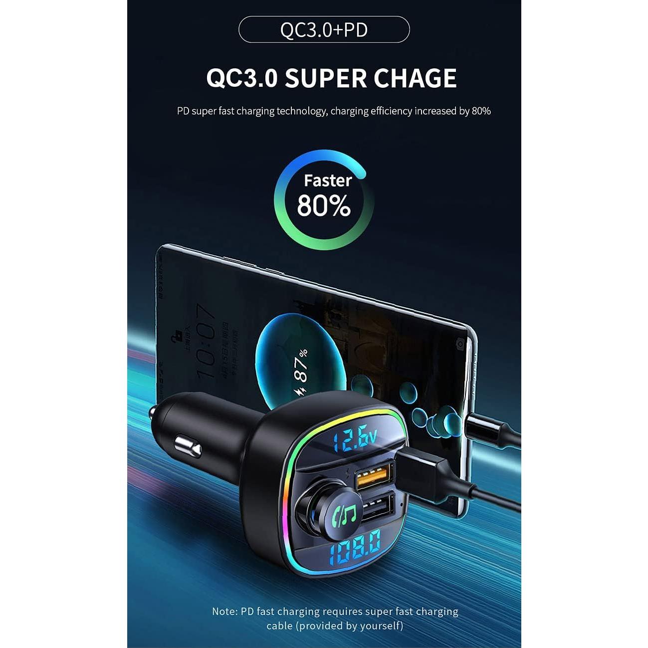 Transmisor FM Bluetooth OHITEC C22 con Cargador Rápido 20W