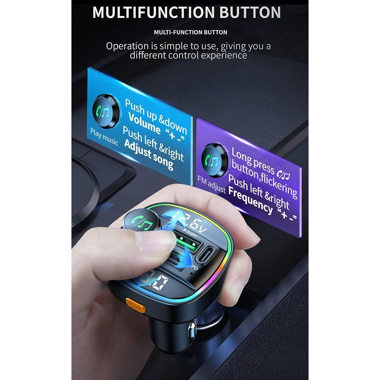 Transmisor FM Bluetooth OHITEC C22 con Cargador Rápido 20W