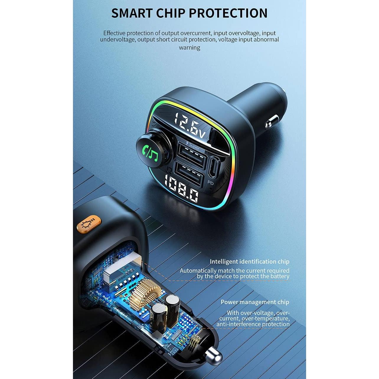 Transmisor FM Bluetooth OHITEC C22 con Cargador Rápido 20W