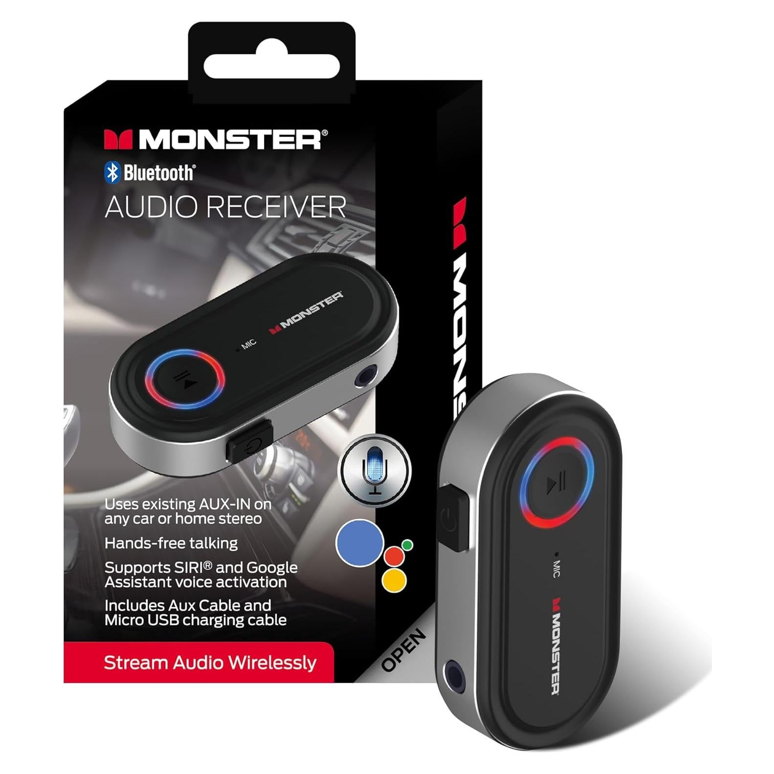 Receptor de Audio Bluetooth Monster WBA9-1008-BLK, 3.5mm, Manos Libres