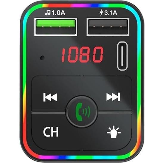 Transmisor FM Bluetooth COCO con Pantalla LED y Carga USB