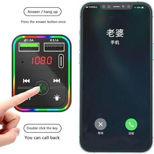 Transmisor FM Bluetooth COCO con Pantalla LED y Carga USB