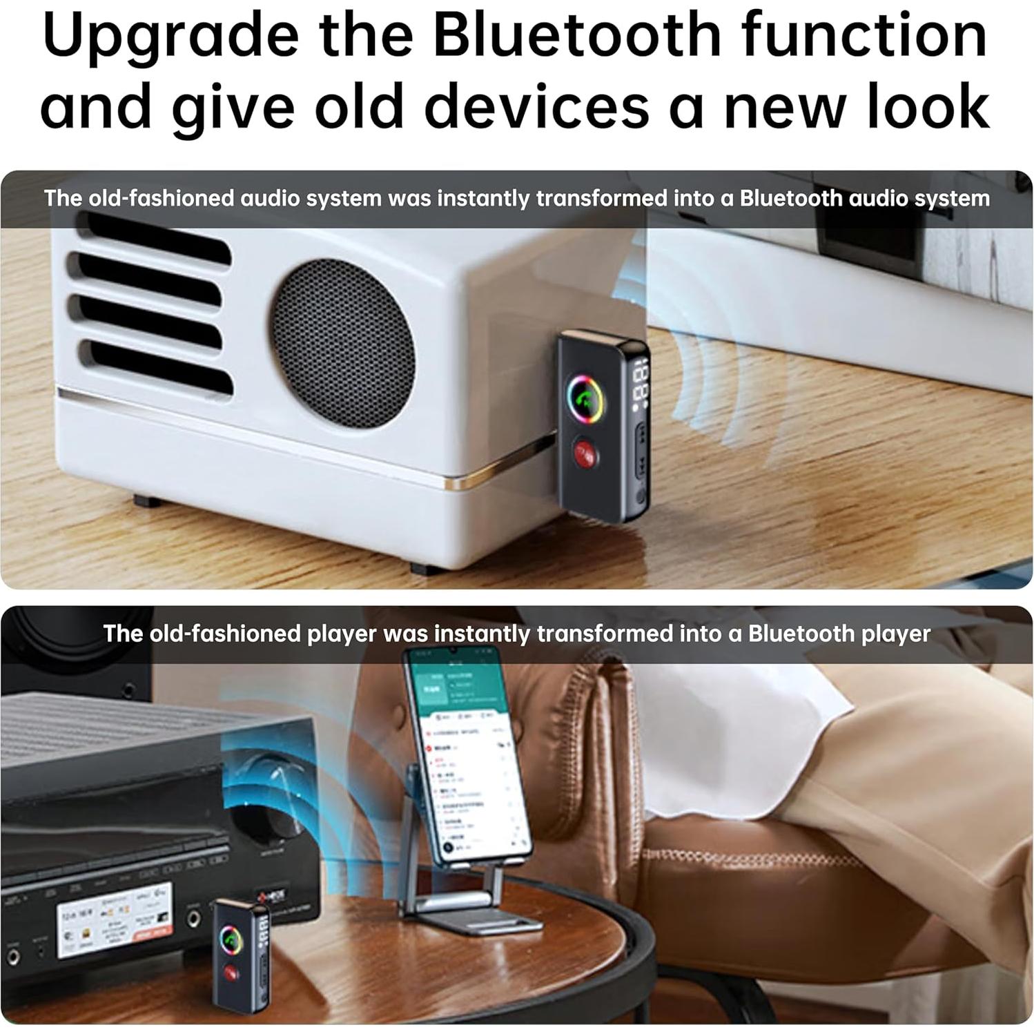 Transmisor y Receptor Bluetooth 5.4 Biaze 2 en 1 AUX 3.5mm