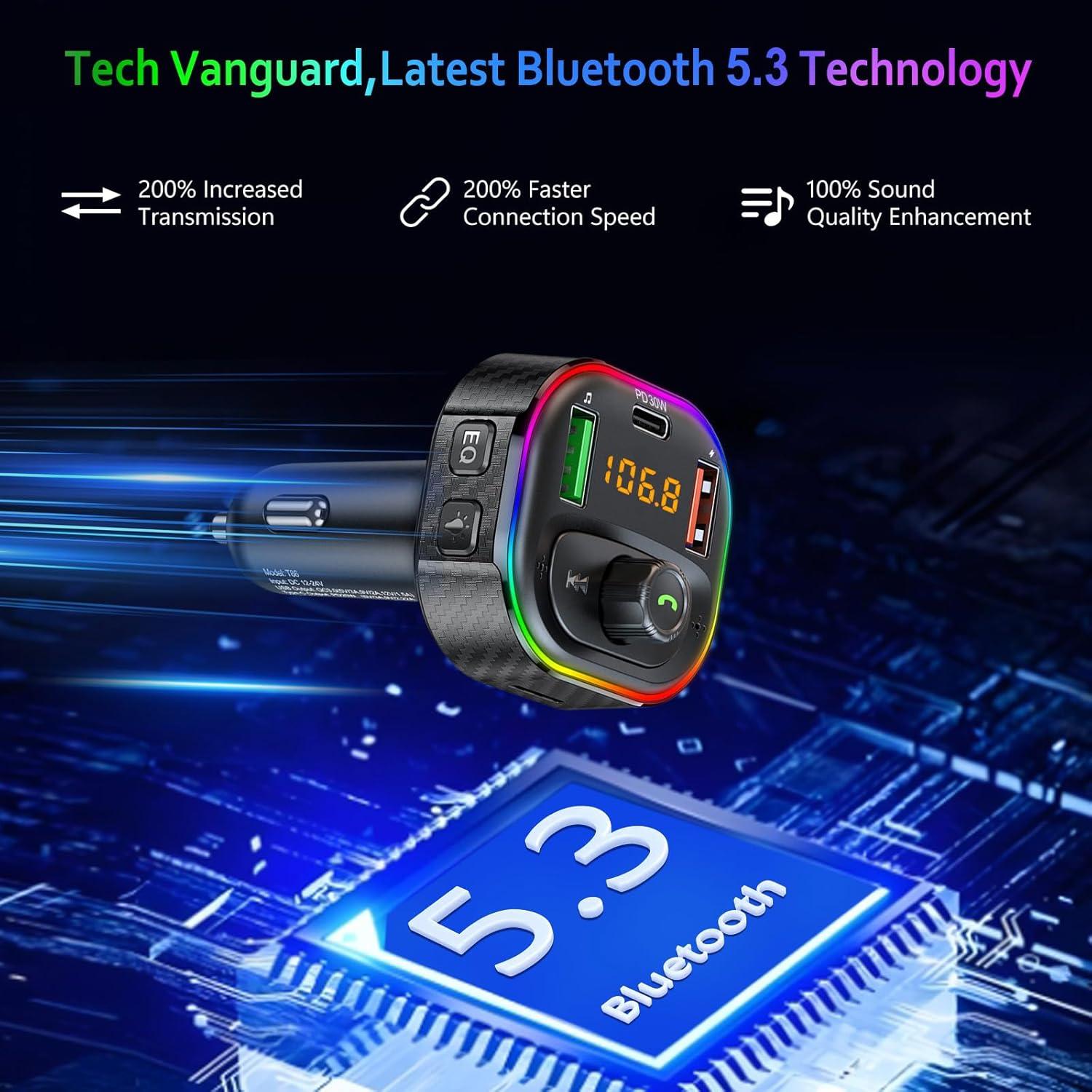 Adaptador de Coche Bluetooth SETHDA T86 FM Transmitter 48W