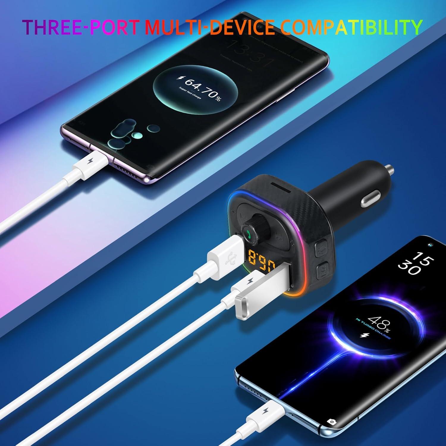 Adaptador de Coche Bluetooth SETHDA T86 FM Transmitter 48W