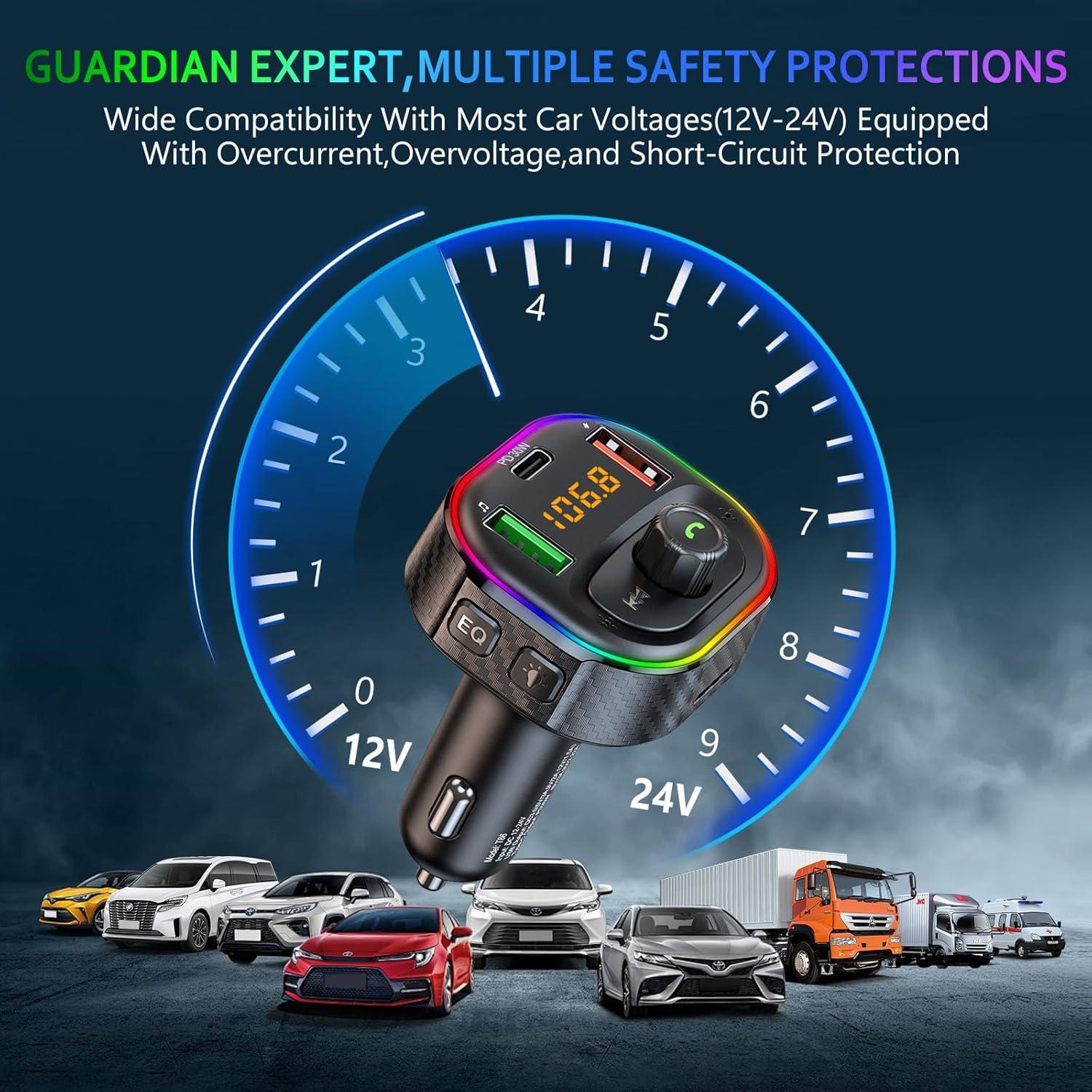 Adaptador de Coche Bluetooth SETHDA T86 FM Transmitter 48W