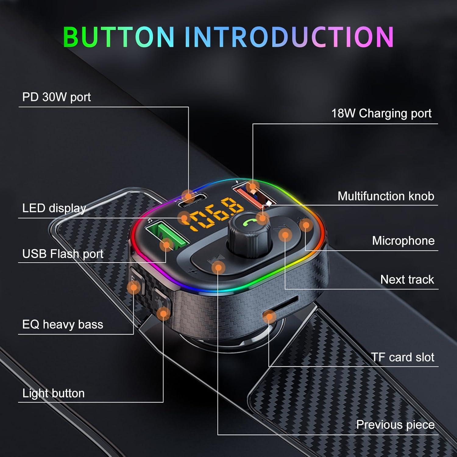 Adaptador de Coche Bluetooth SETHDA T86 FM Transmitter 48W